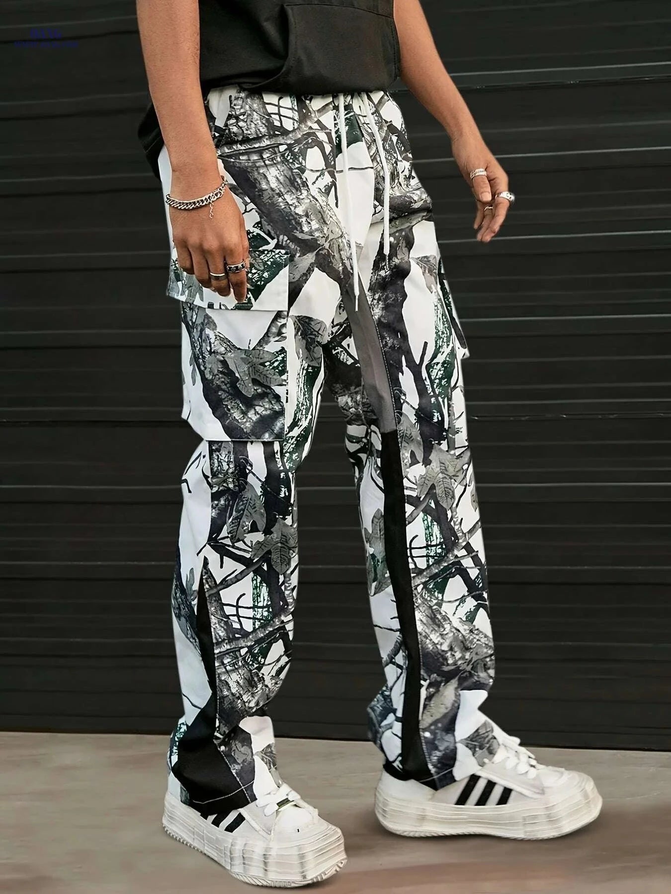 Camo Cargo Pants - Casual Streetwear for Men & Women, Multiple Pockets   OAXG Snow Branches Camouflage / M