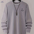 Cartoon Print Waffle Knit Men's T-Shirt - Comfortable Long Sleeve Style   OAXG 