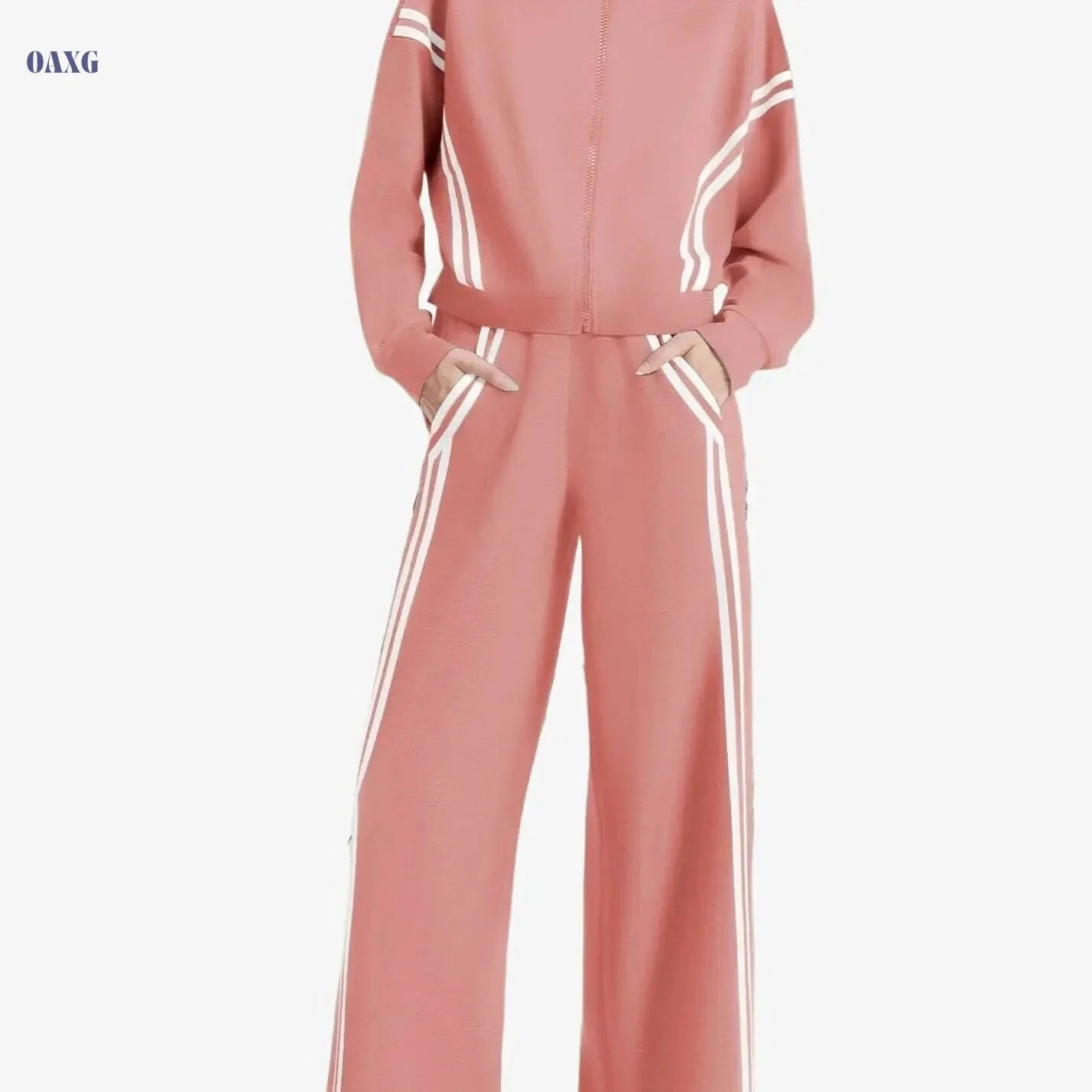 CASLY Women's All-Season Sporty Casual Two-Piece Set - Zip Up & Joggers   OAXG Black / XS