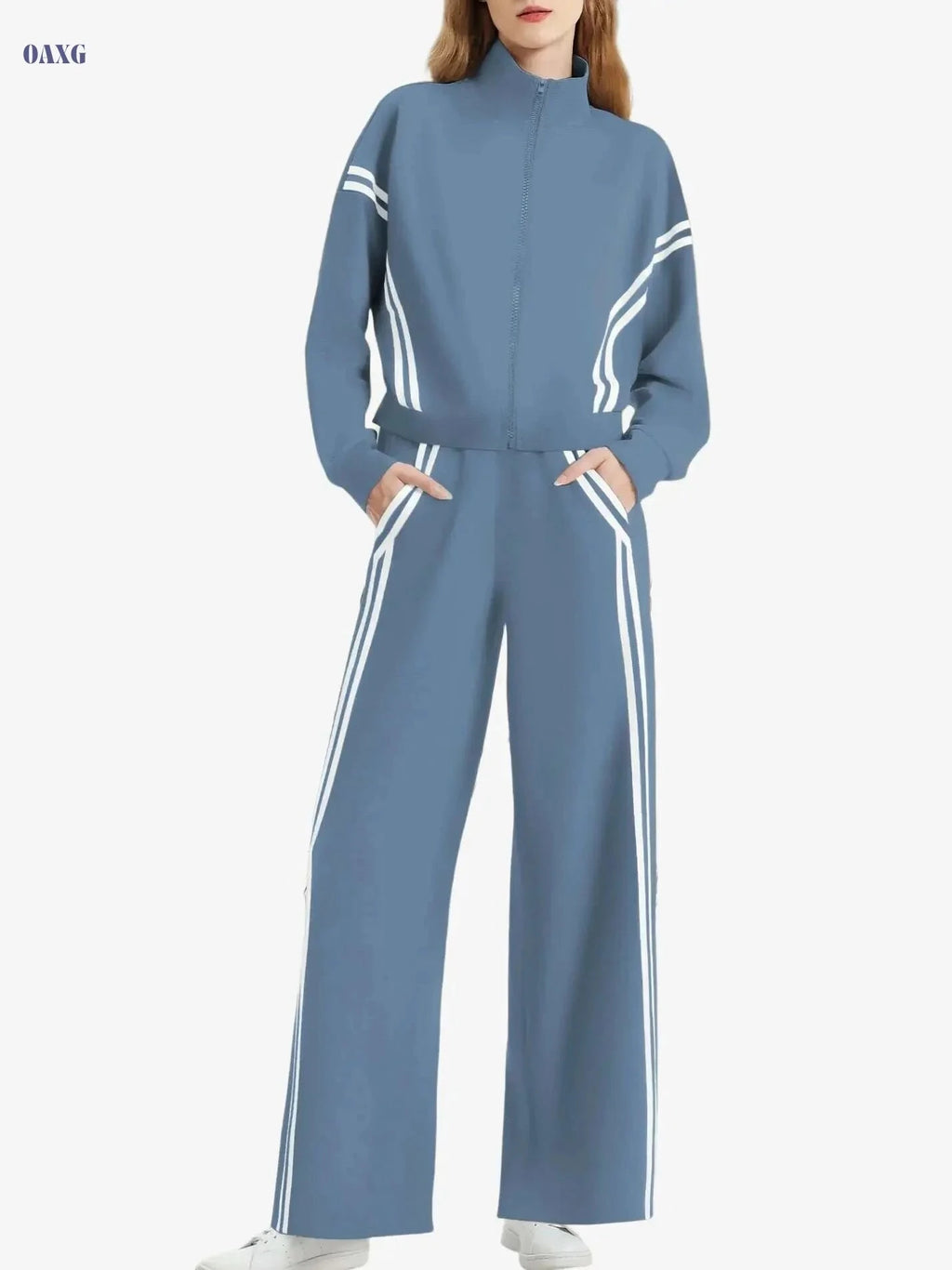 CASLY Women's All-Season Sporty Casual Two-Piece Set - Zip Up & Joggers   OAXG 