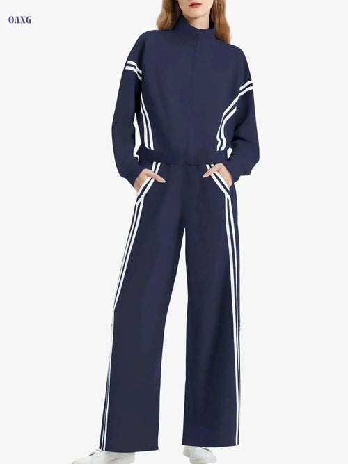 CASLY Women's All-Season Sporty Casual Two-Piece Set - Zip Up & Joggers   OAXG 