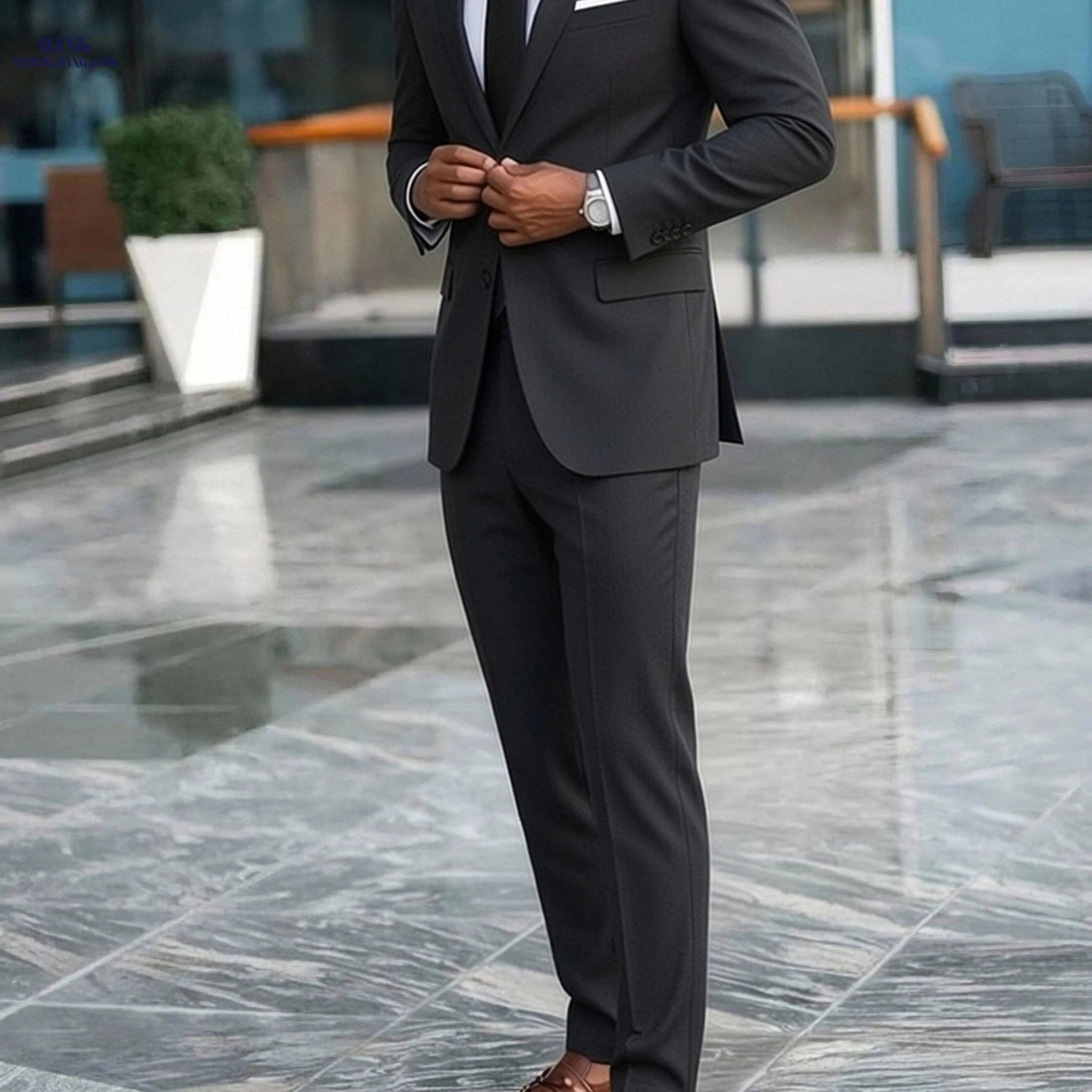 Casual 2pcs Suit Set for Groomsmen - Blazer & Trousers   OAXG Navy Color / FR S