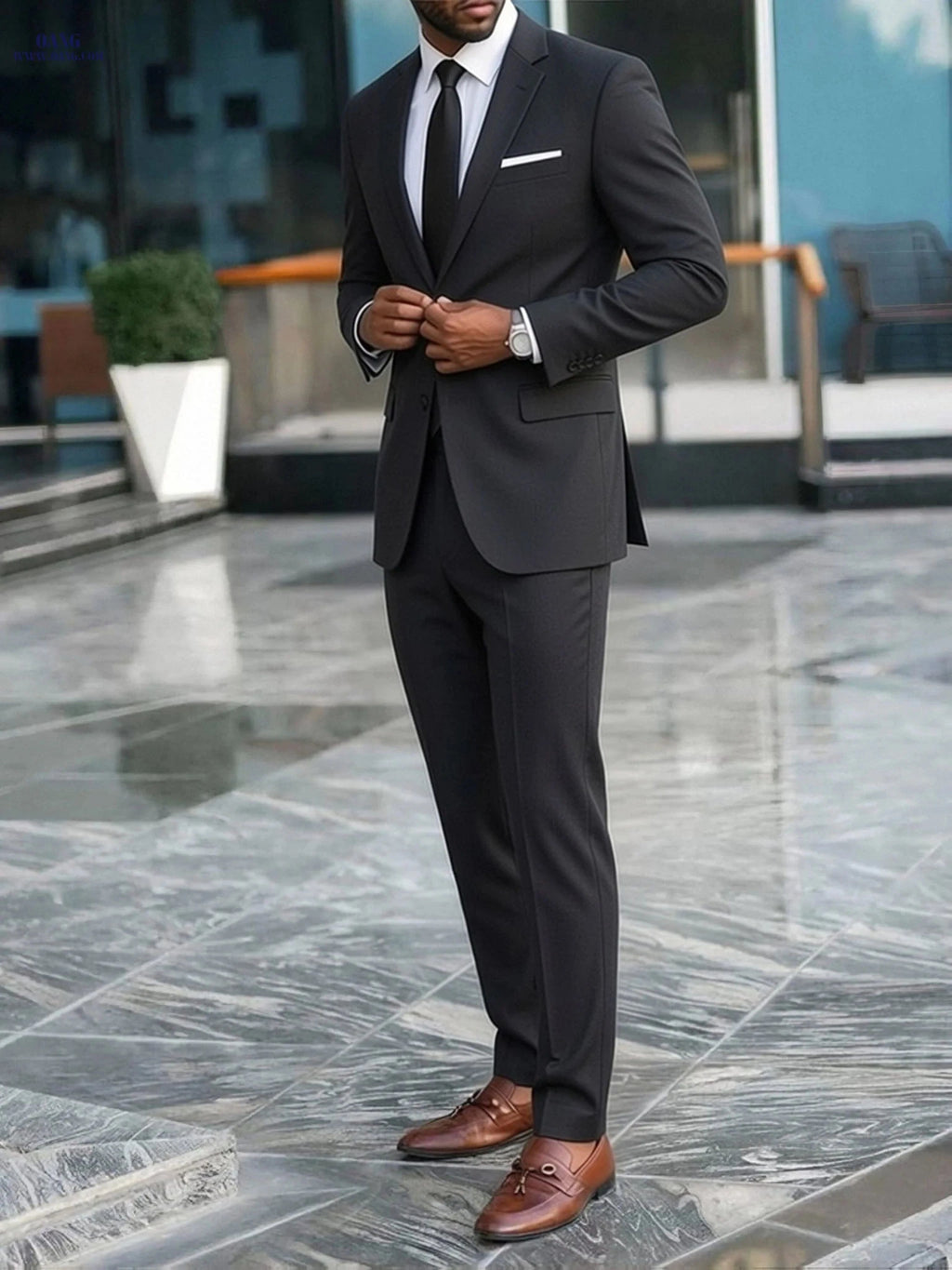Casual 2pcs Suit Set for Groomsmen - Blazer & Trousers   OAXG Navy Color / FR S