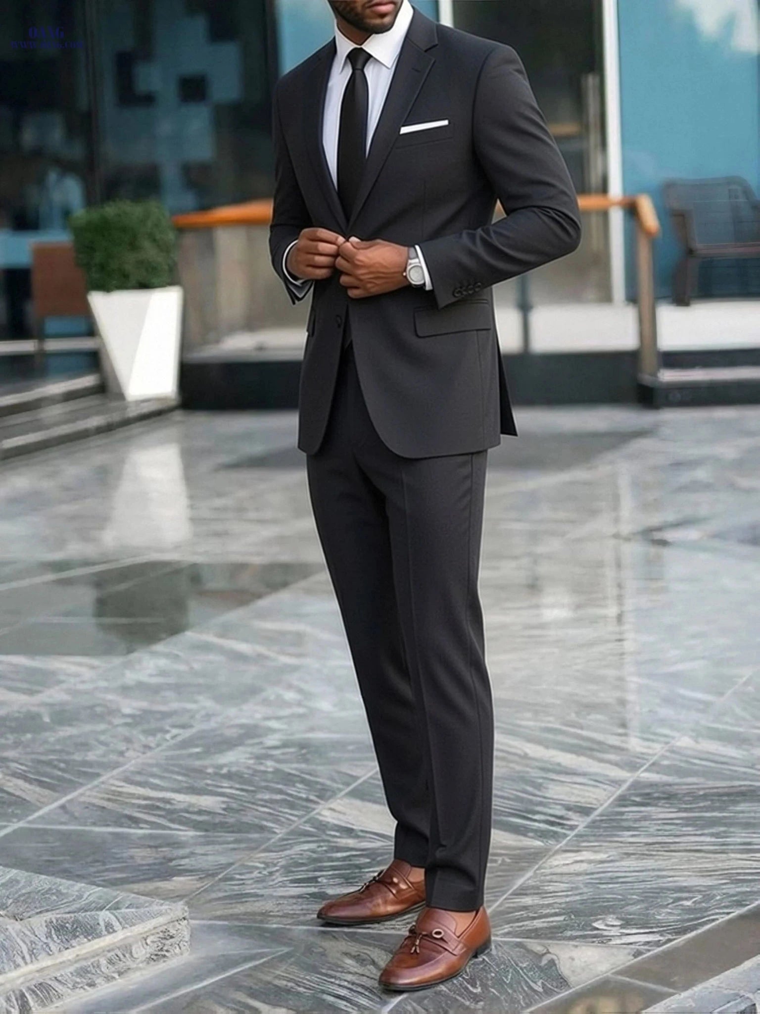 Casual 2pcs Suit Set for Groomsmen - Blazer & Trousers   OAXG Navy Color / FR S