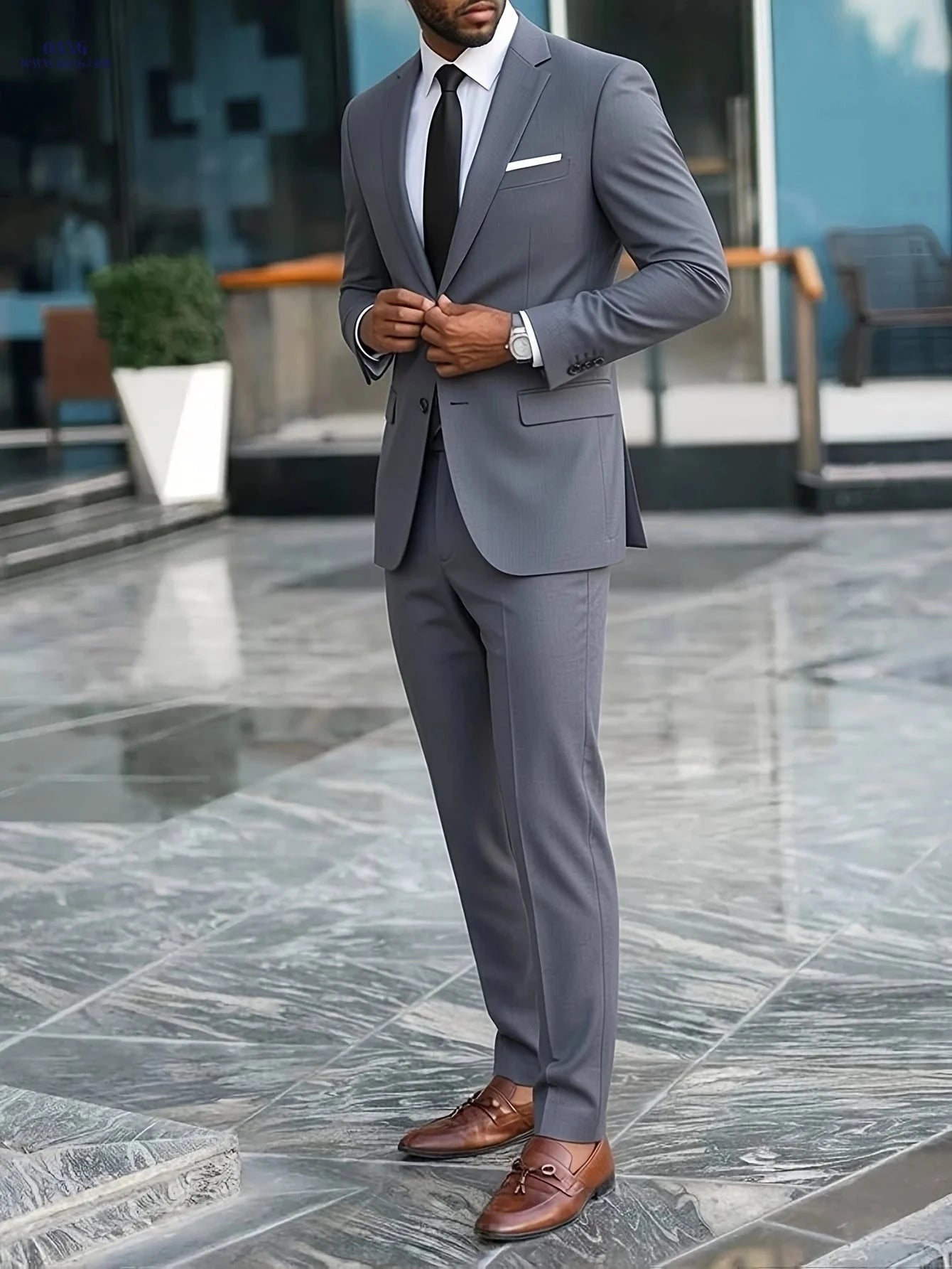 Casual 2pcs Suit Set for Groomsmen - Blazer & Trousers   OAXG Navy Color / FR S