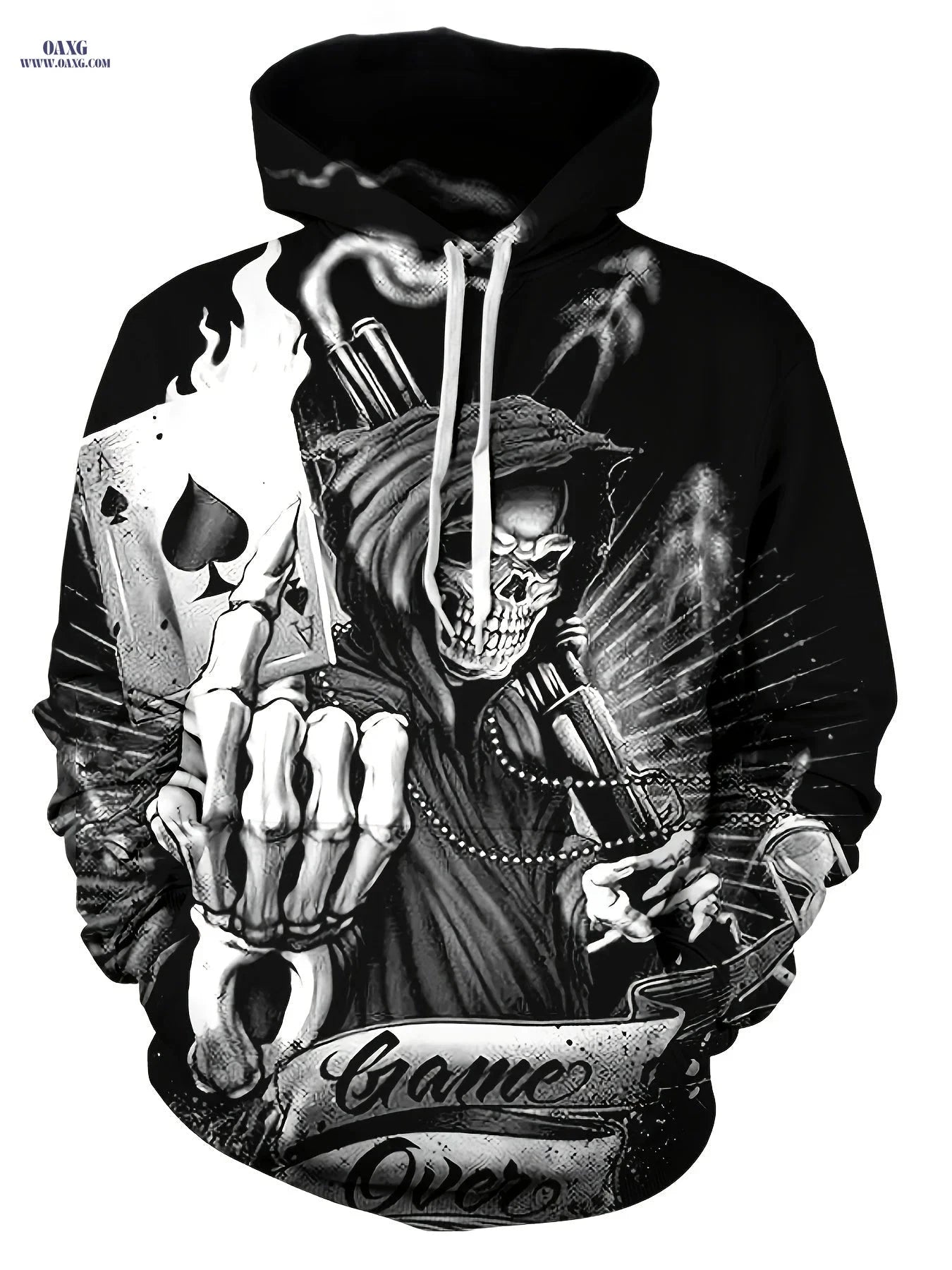Casual 3D Hooded Pullovers for Men - Graphic Sweatshirts, Cozy Fit   OAXG Metal Black / FR L
