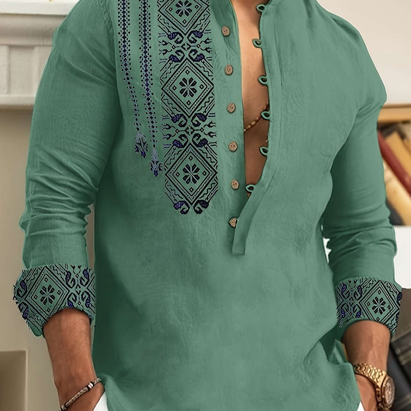 Casual 7-Button Long Sleeve Henley Shirt for Spring & Autumn   OAXG 