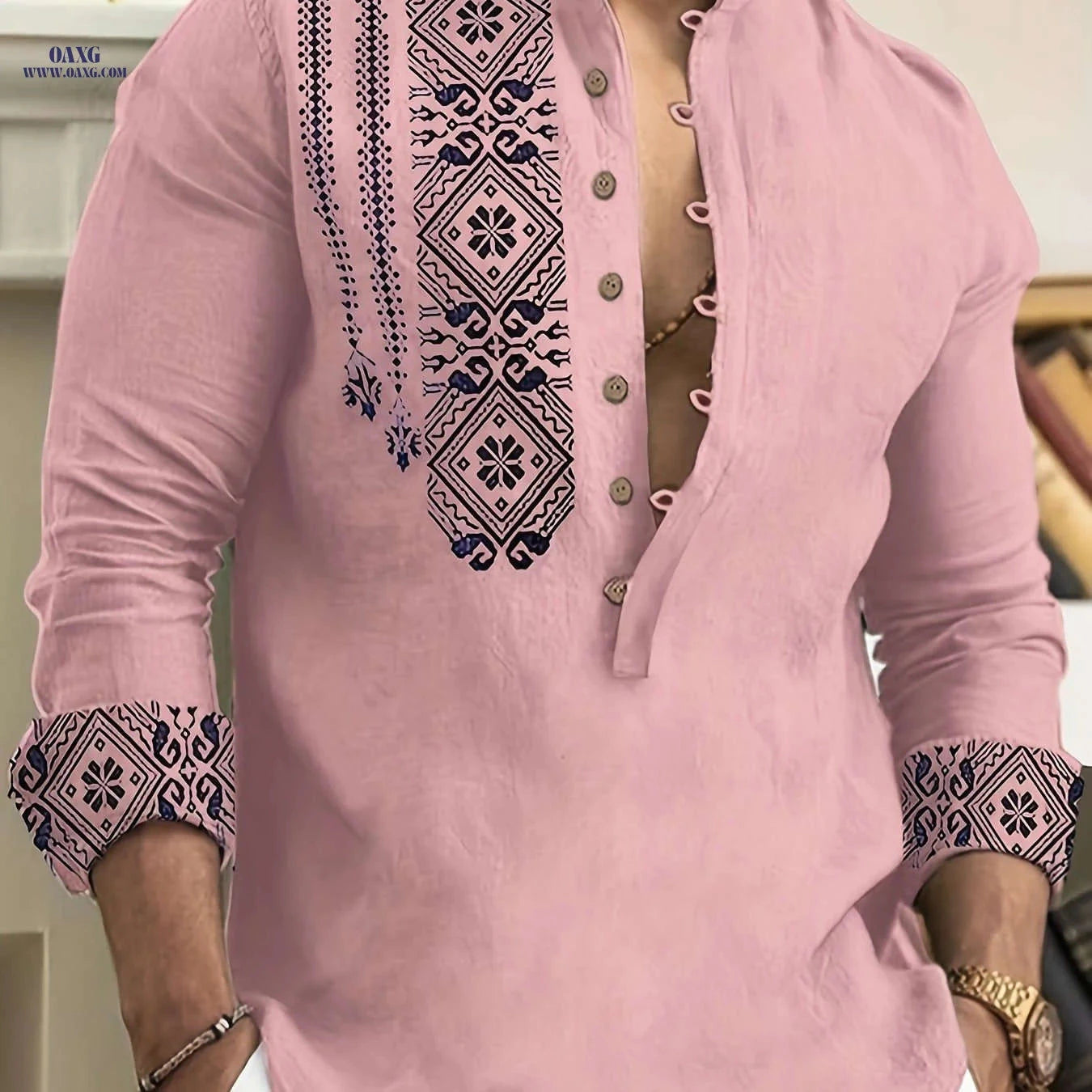 Casual 7-Button Long Sleeve Henley Shirt for Spring & Autumn   OAXG 