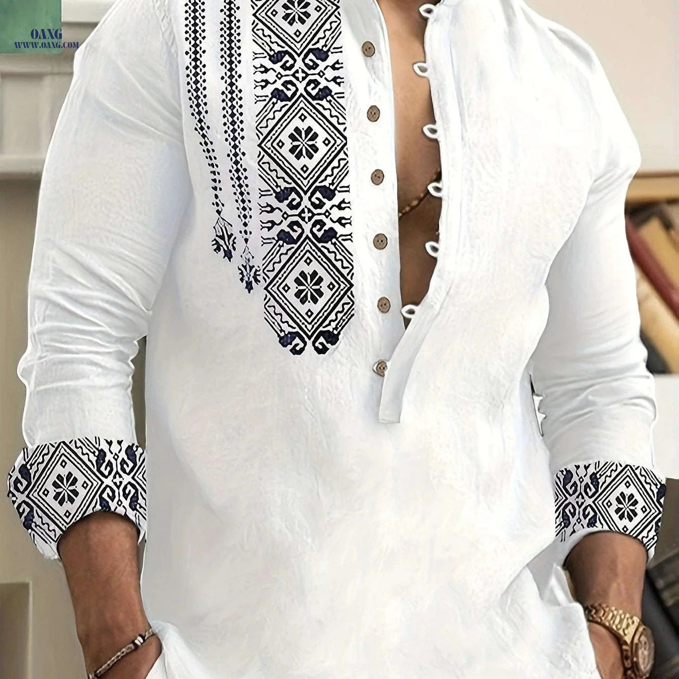 Casual 7-Button Long Sleeve Henley Shirt for Spring & Autumn   OAXG 
