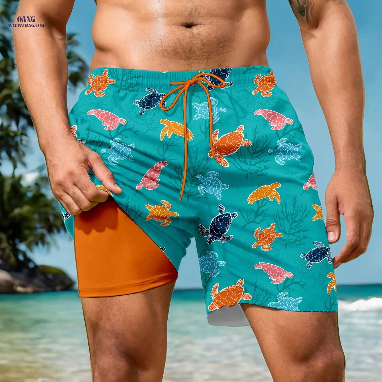 Casual Beach Pants for Adults - 2-in-1 Style, 100% Polyester   OAXG Mixed Color / FR S