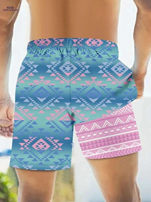 Casual Beach Shorts - Two-In-One Digital Print Swim Trunks for Adults   OAXG Blue / S