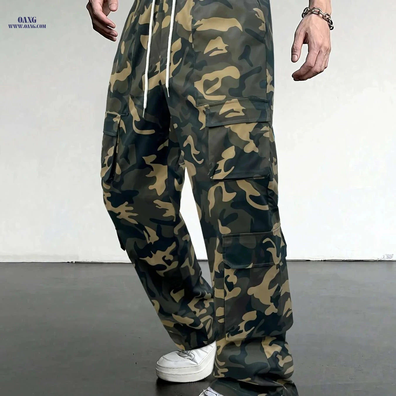 Casual Camouflage Cargo Pants for Men - Loose Fit, Multiple Pockets   OAXG 