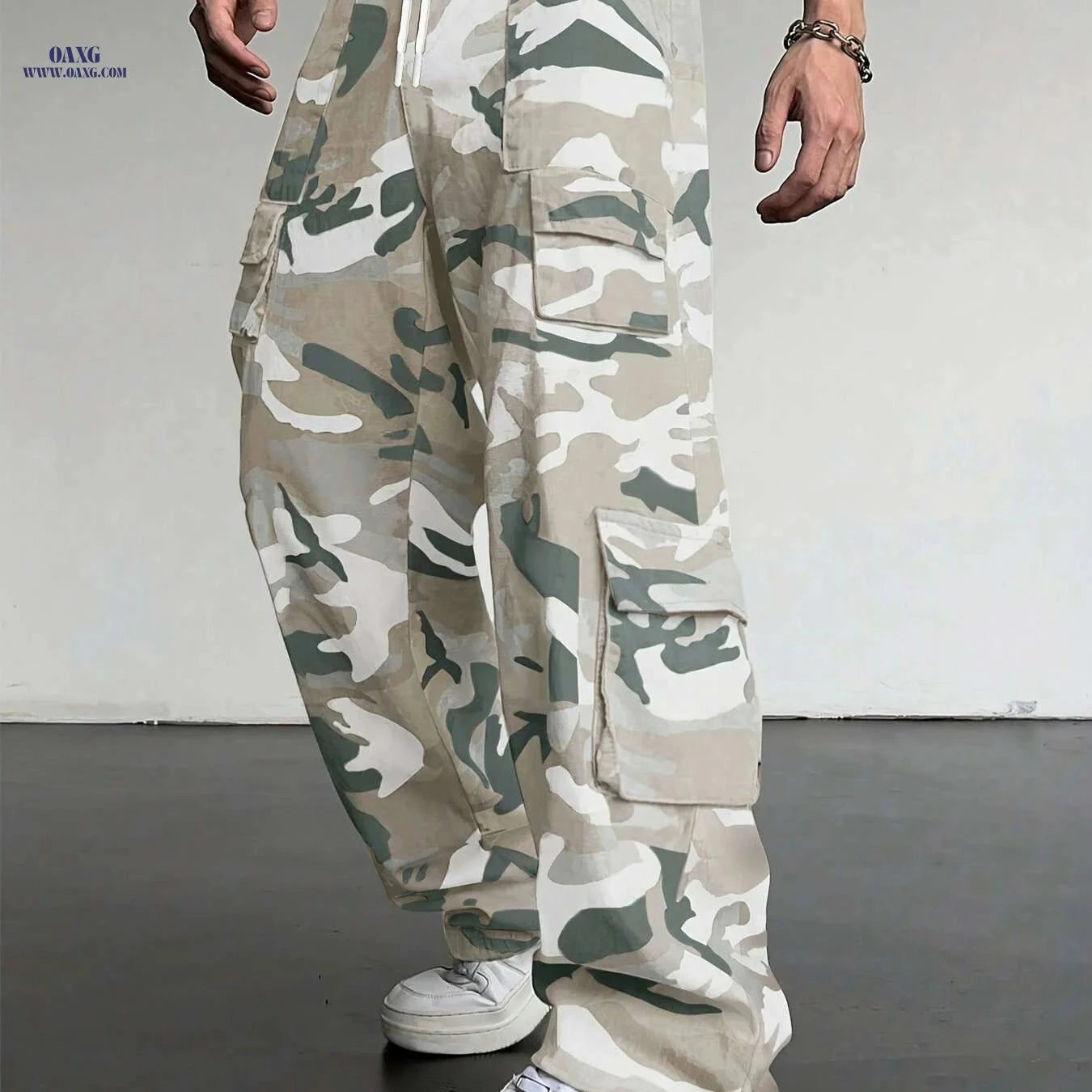 Casual Camouflage Cargo Pants for Men - Loose Fit, Multiple Pockets   OAXG 