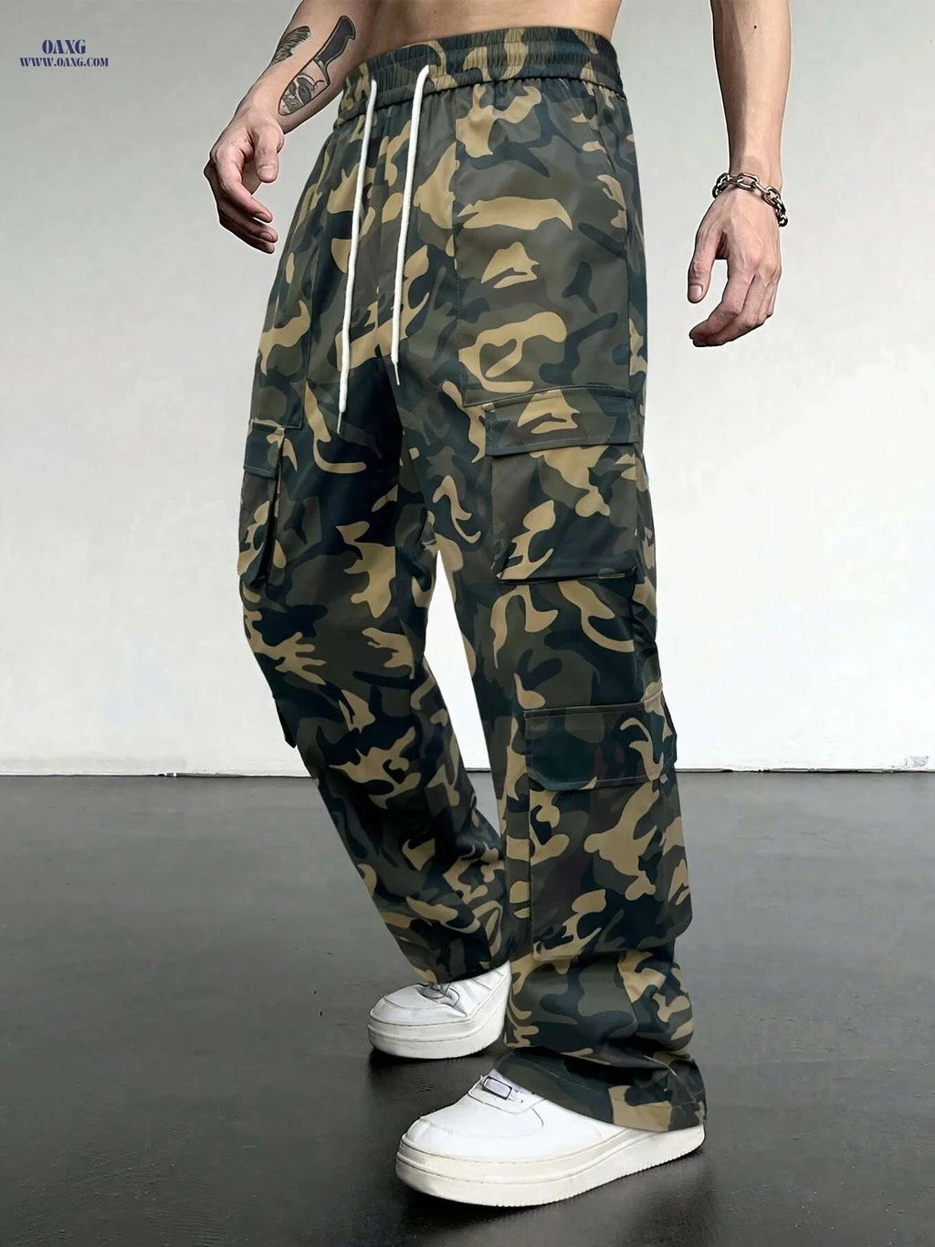 Casual Camouflage Cargo Pants for Men - Loose Fit, Multiple Pockets   OAXG 