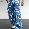 Casual Camouflage Cargo Pants for Men - Loose Fit, Multiple Pockets   OAXG Navy Camouflage / S