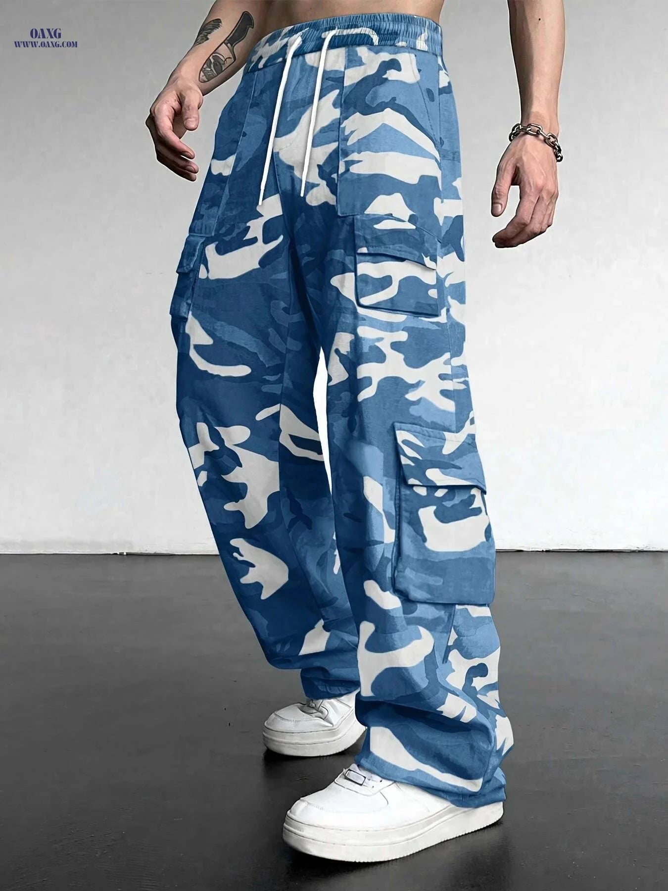 Casual Camouflage Cargo Pants for Men - Loose Fit, Multiple Pockets   OAXG 