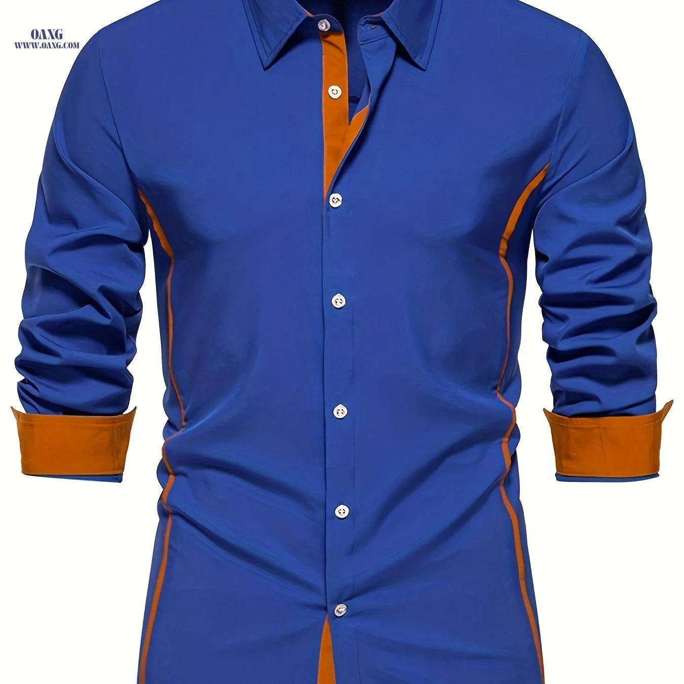 Casual Color Block Men's Long Sleeve Shirt - Spring/Fall Style   OAXG 