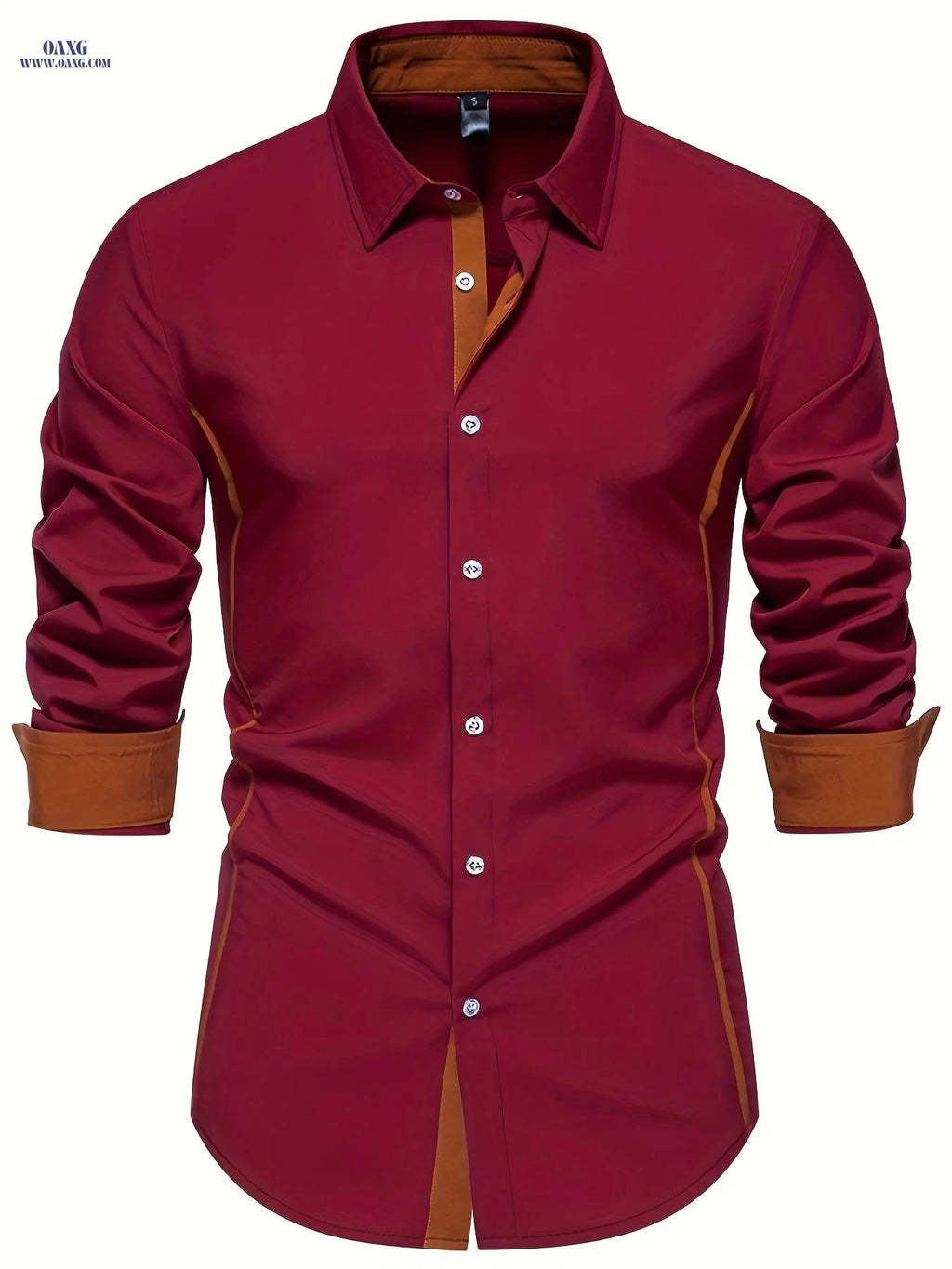 Casual Color Block Men's Long Sleeve Shirt - Spring/Fall Style   OAXG 