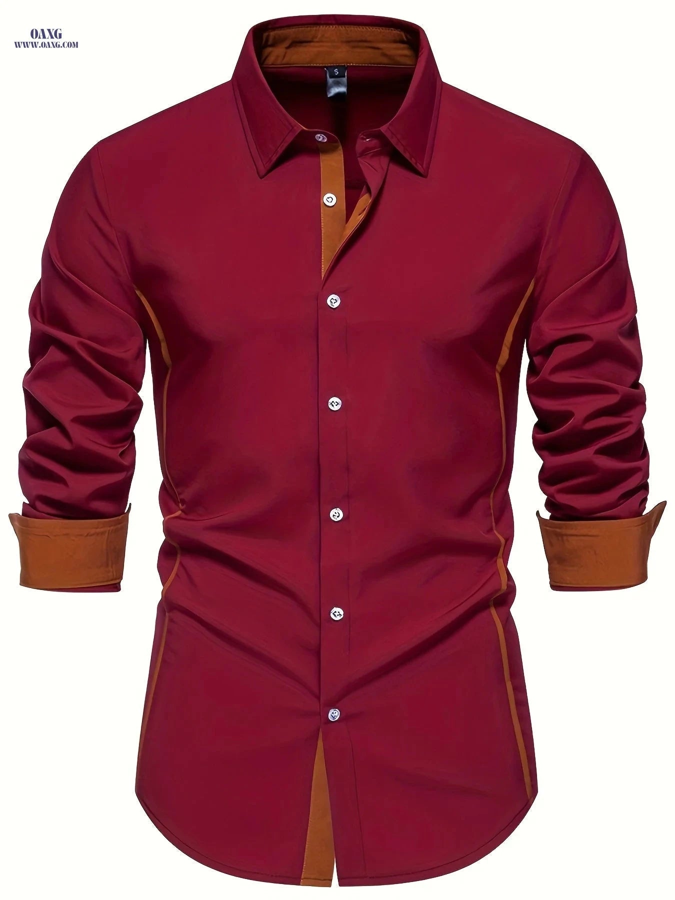 Casual Color Block Men's Long Sleeve Shirt - Spring/Fall Style   OAXG 