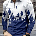 Casual Color Block Men's Long Sleeve Zipper Lapel Shirt - Stylish Fall Attire   OAXG 