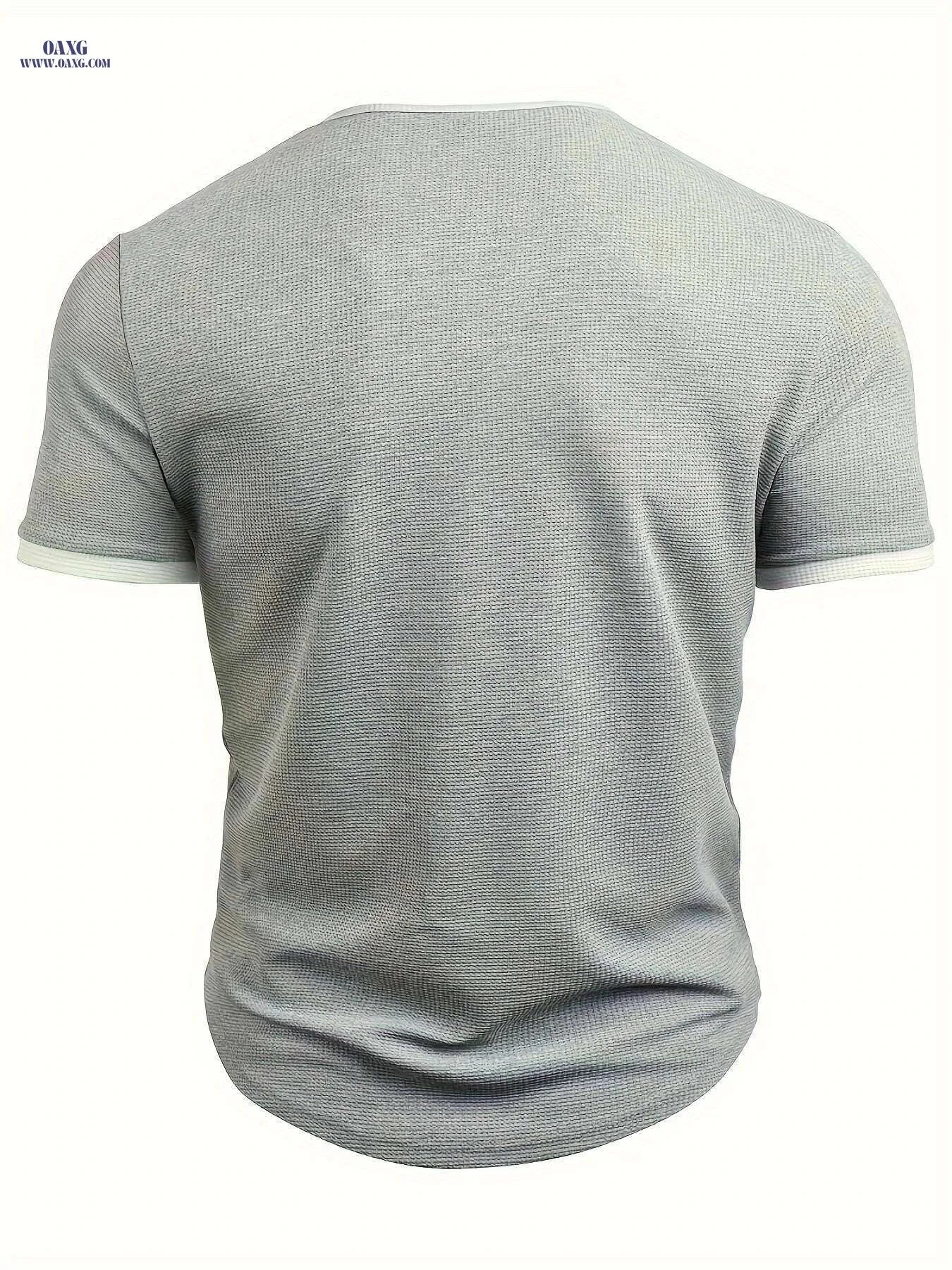 Casual FAITH Waffle Knit V-Neck T-Shirt - Men's Summer Wear   OAXG Grey / S