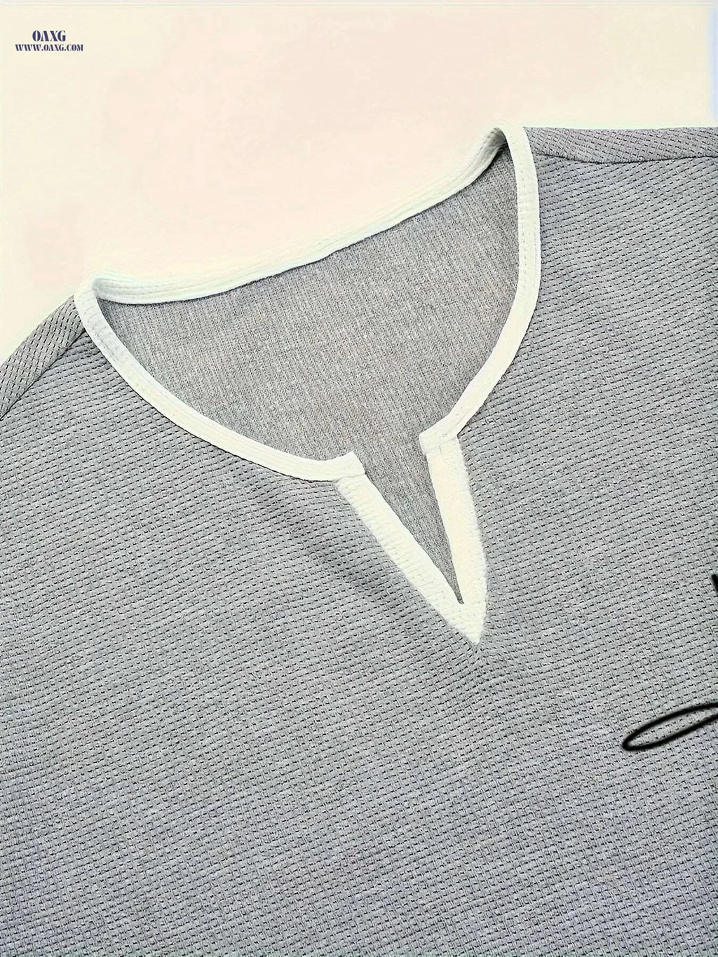 Casual FAITH Waffle Knit V-Neck T-Shirt - Men's Summer Wear   OAXG Grey / S