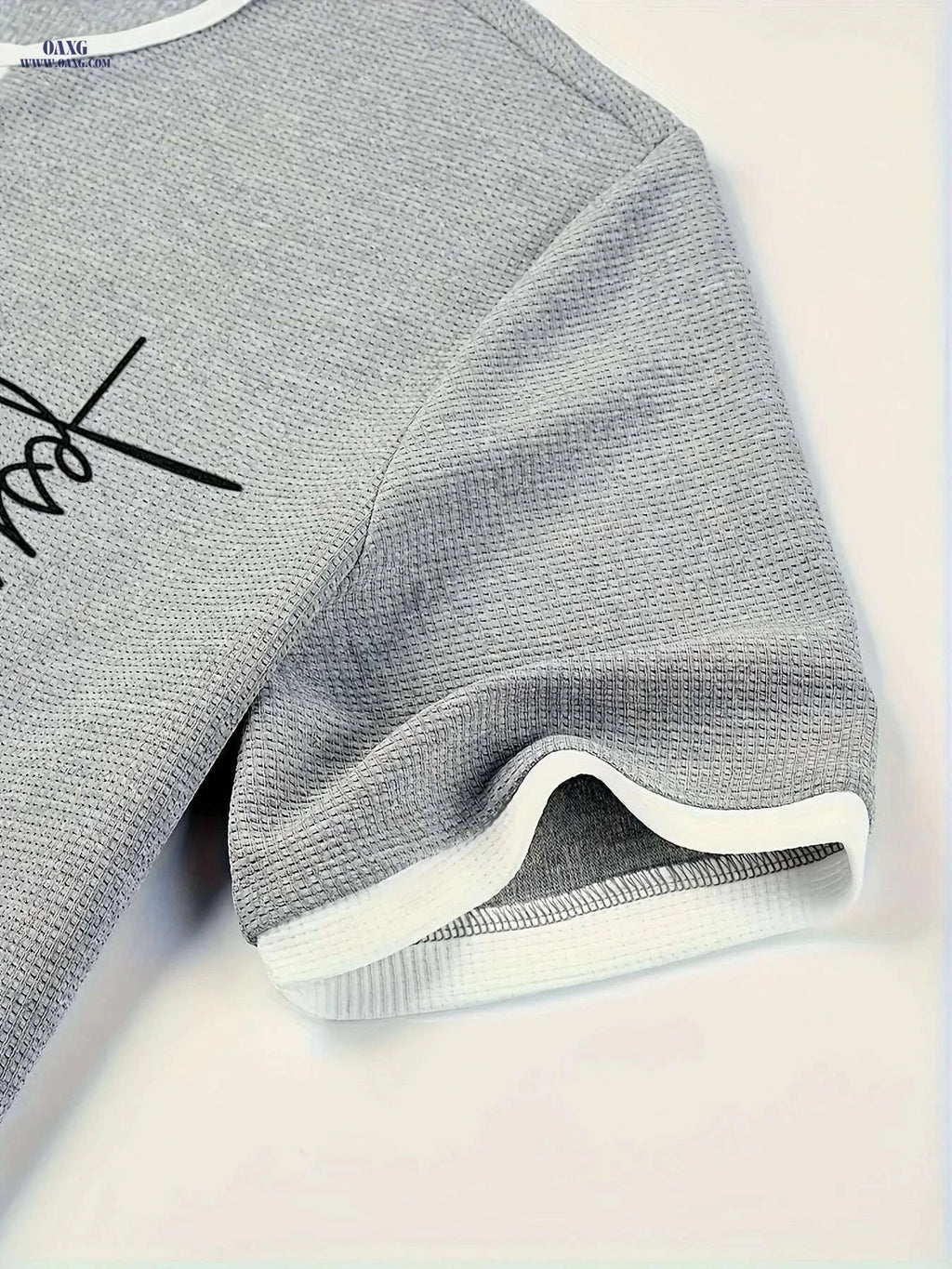 Casual FAITH Waffle Knit V-Neck T-Shirt - Men's Summer Wear   OAXG Grey / S