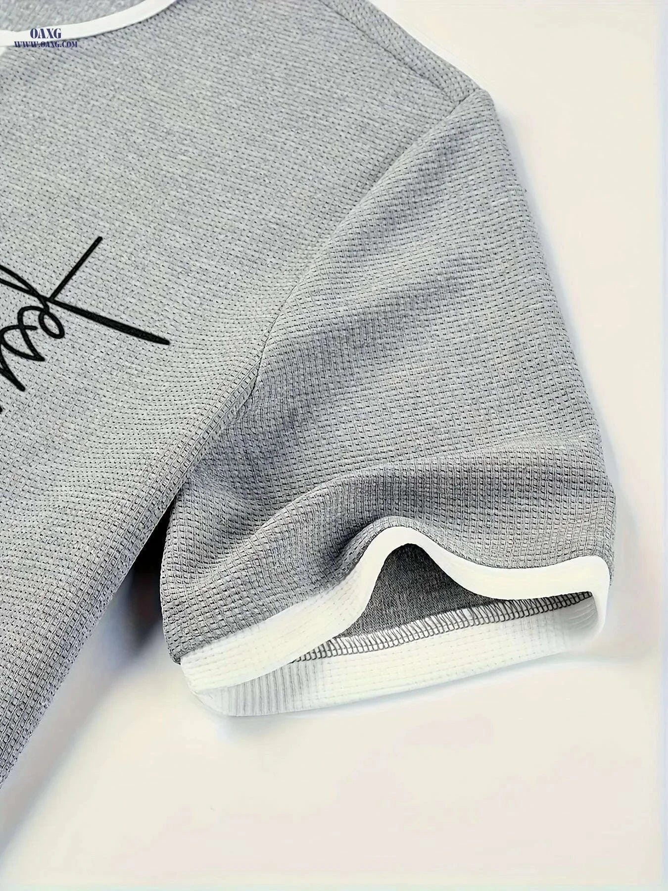 Casual FAITH Waffle Knit V-Neck T-Shirt - Men's Summer Wear   OAXG Grey / S