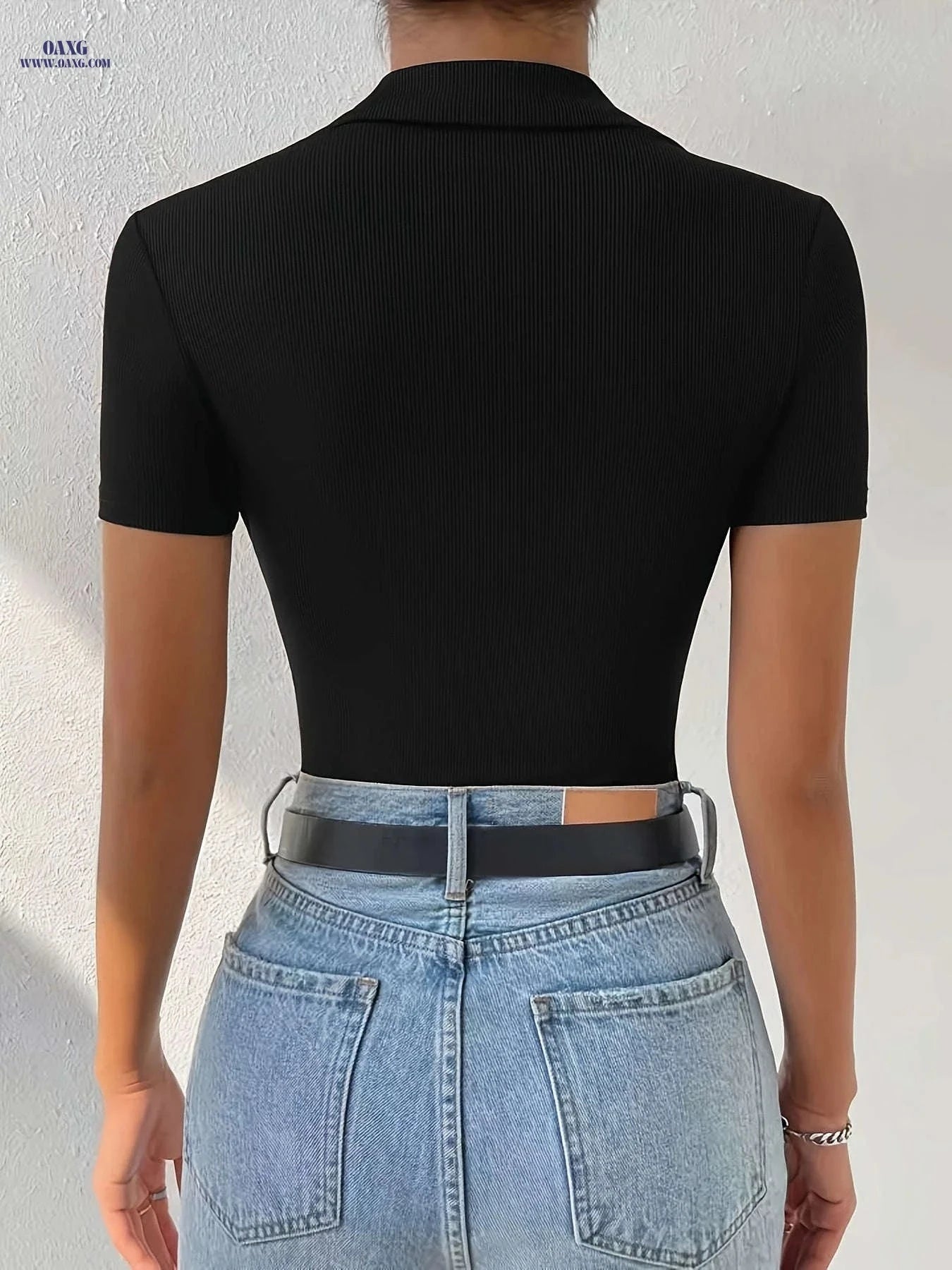 Casual Fitted Polo Shirt - Stylish Short Sleeve for Spring/Summer   OAXG 