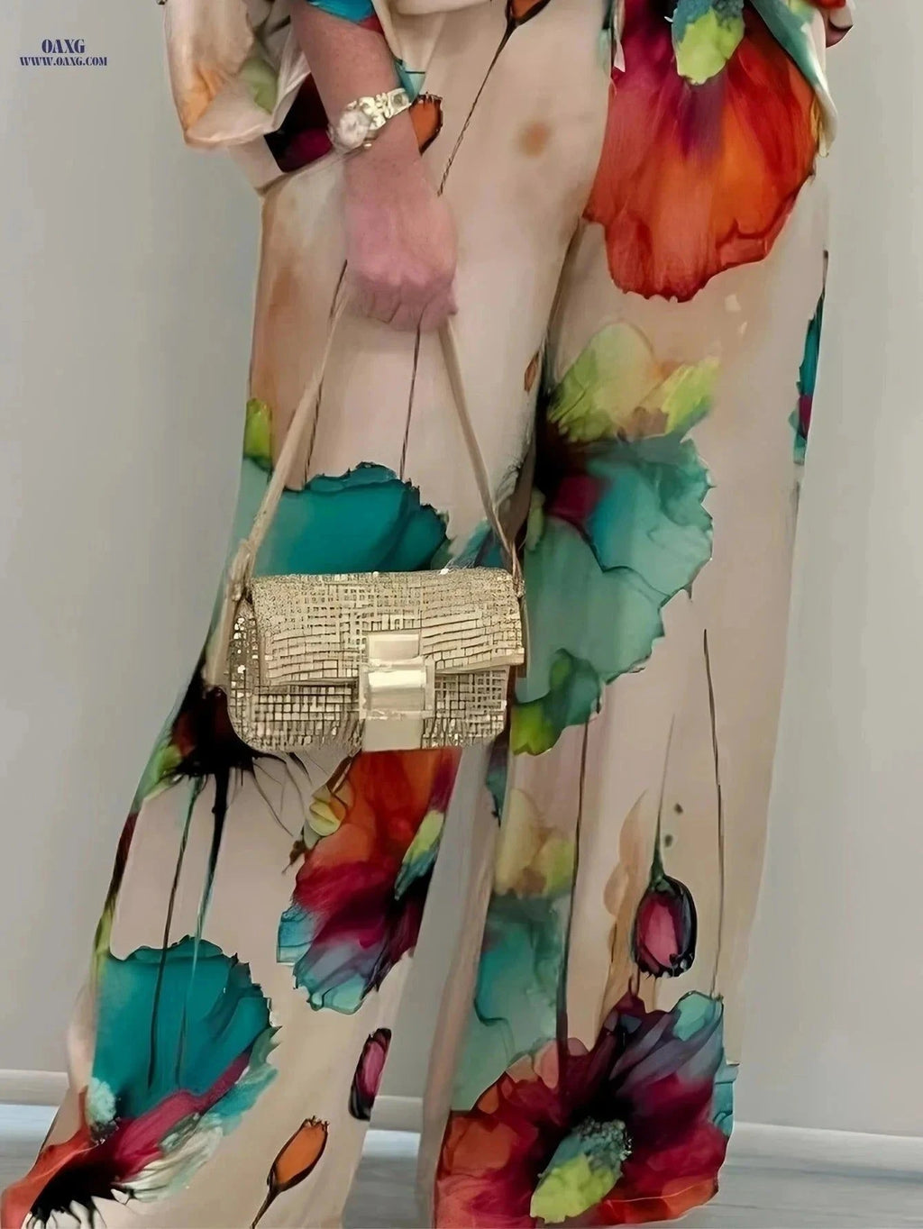 Casual Floral Pullover and Pants Set - Women's Two-Piece Outfit   OAXG Mixed colors / S