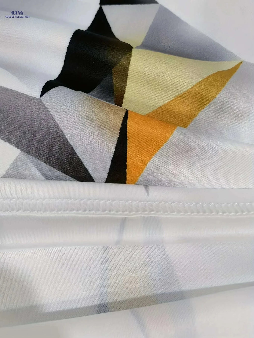 Casual Geometric Print Polo Shirt - 100% Polyester, Short Sleeve   OAXG Mixed Color / M