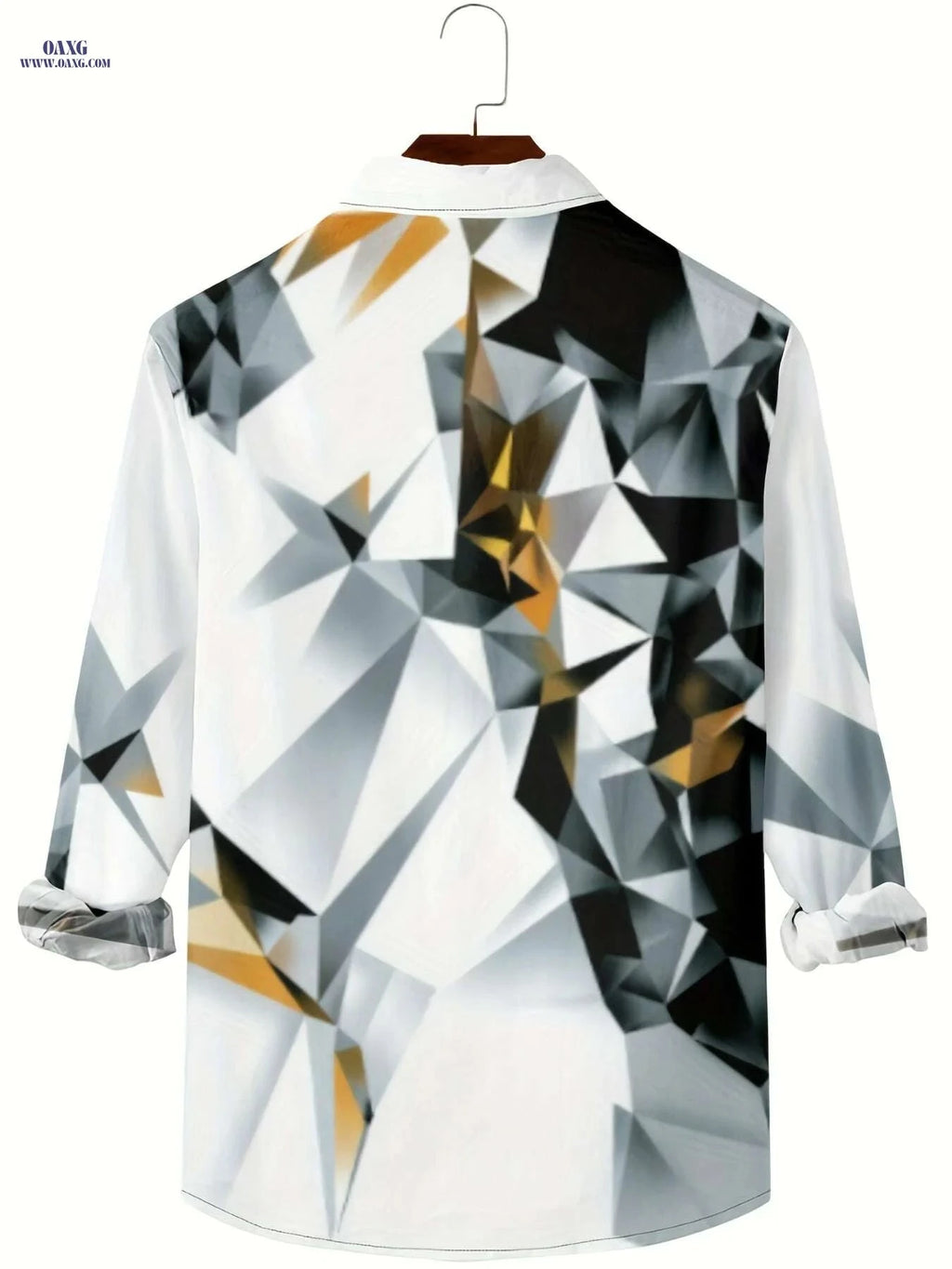 Casual Geometric Print Polo Shirt - 100% Polyester, Short Sleeve   OAXG Mixed Color / M