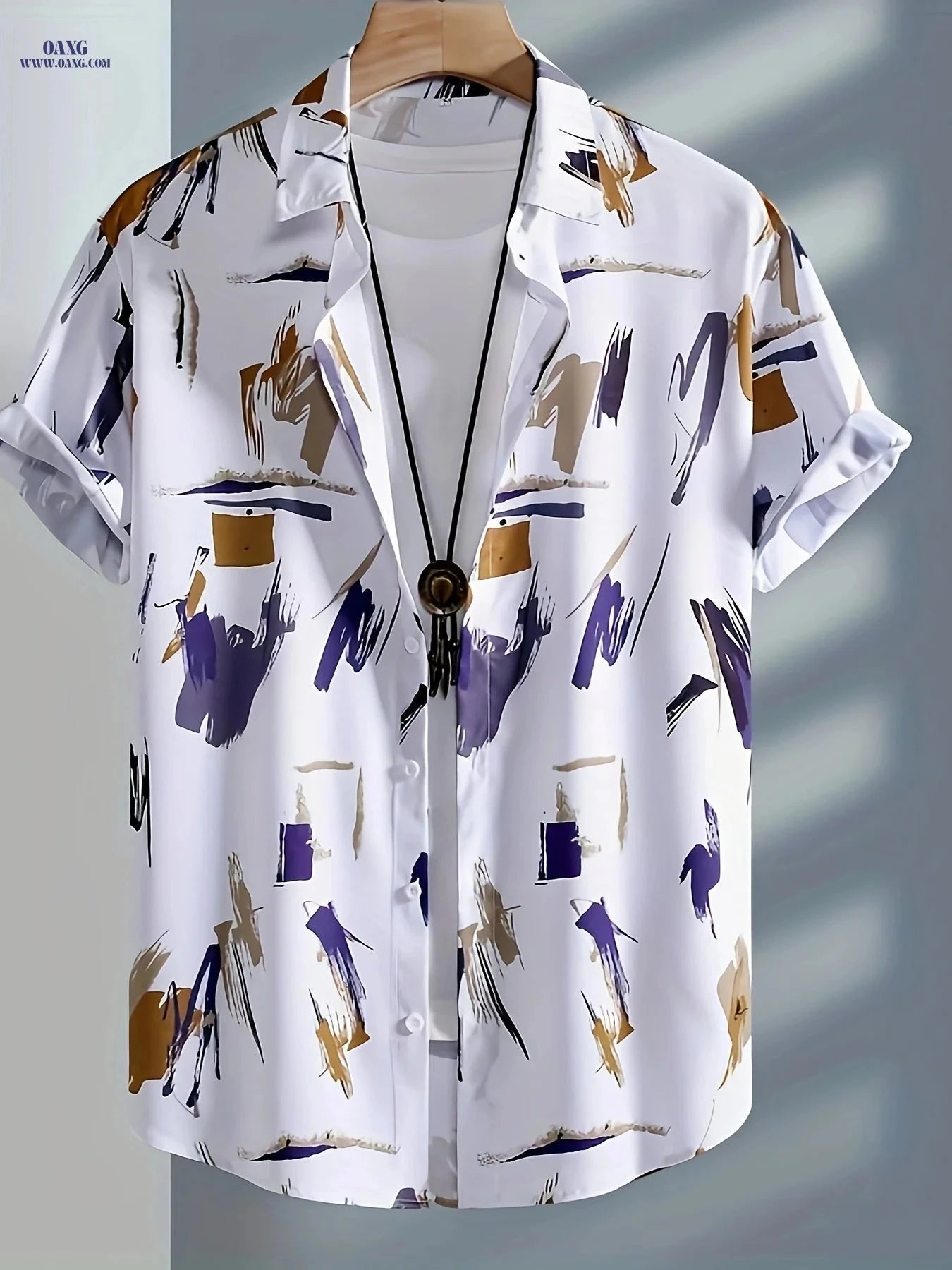 Casual Graffiti Print Short Sleeve Shirt for Men - Summer Style   OAXG Ct White / FR S
