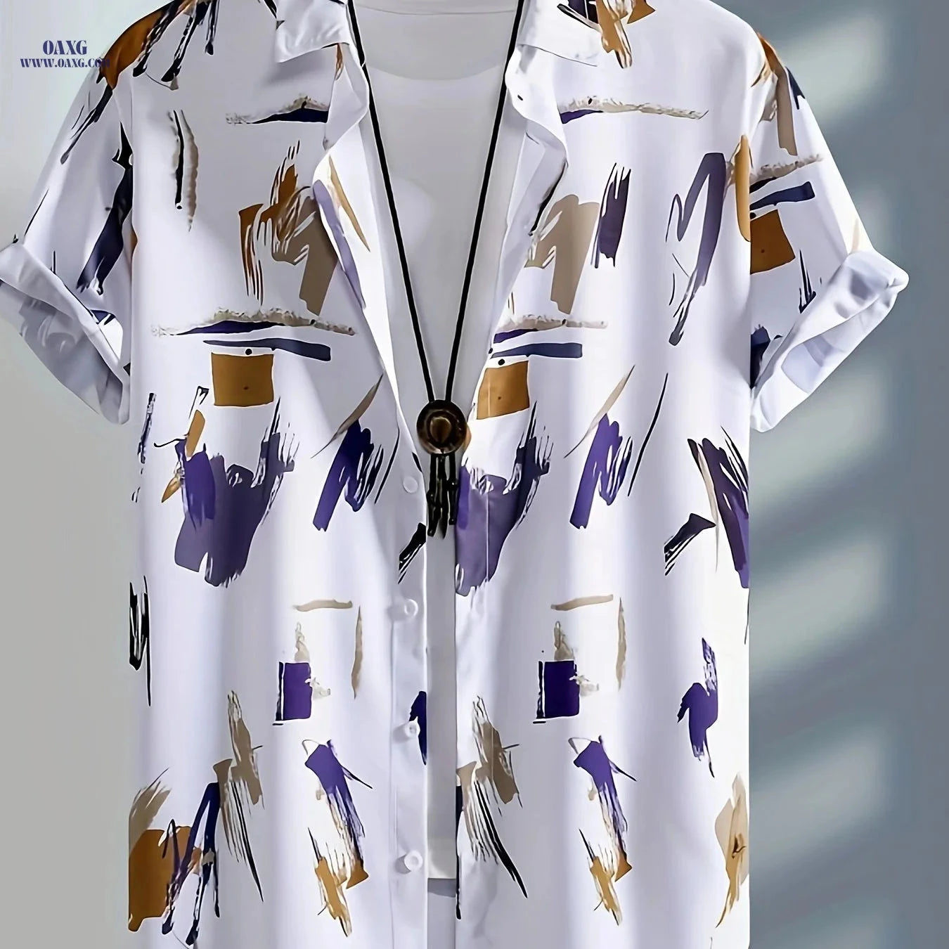 Casual Graffiti Print Short Sleeve Shirt for Men - Summer Style   OAXG Ct White / FR S