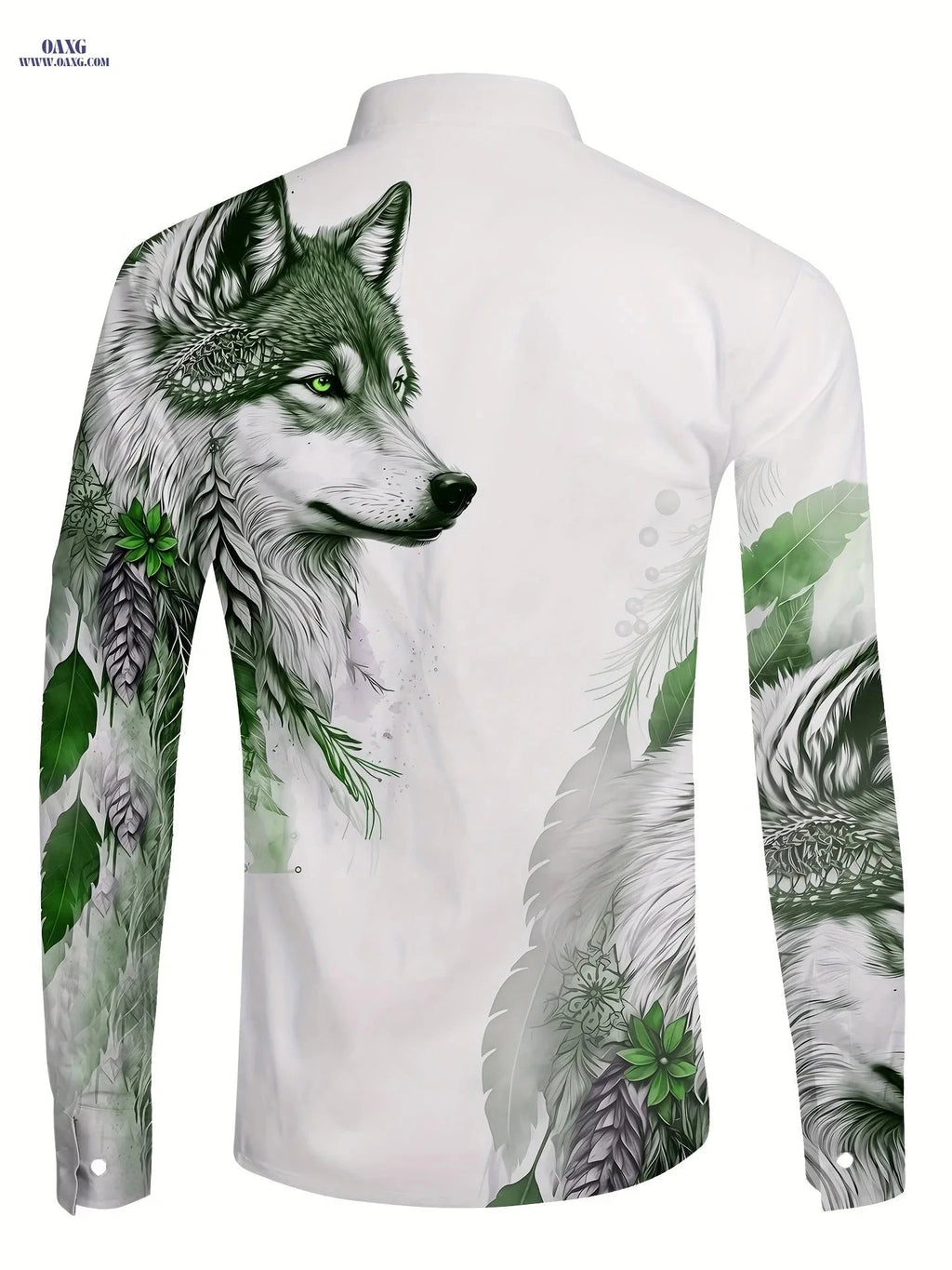 Casual Half-Open Placket Stand-Up Collar Long-Sleeved Shirt   OAXG 