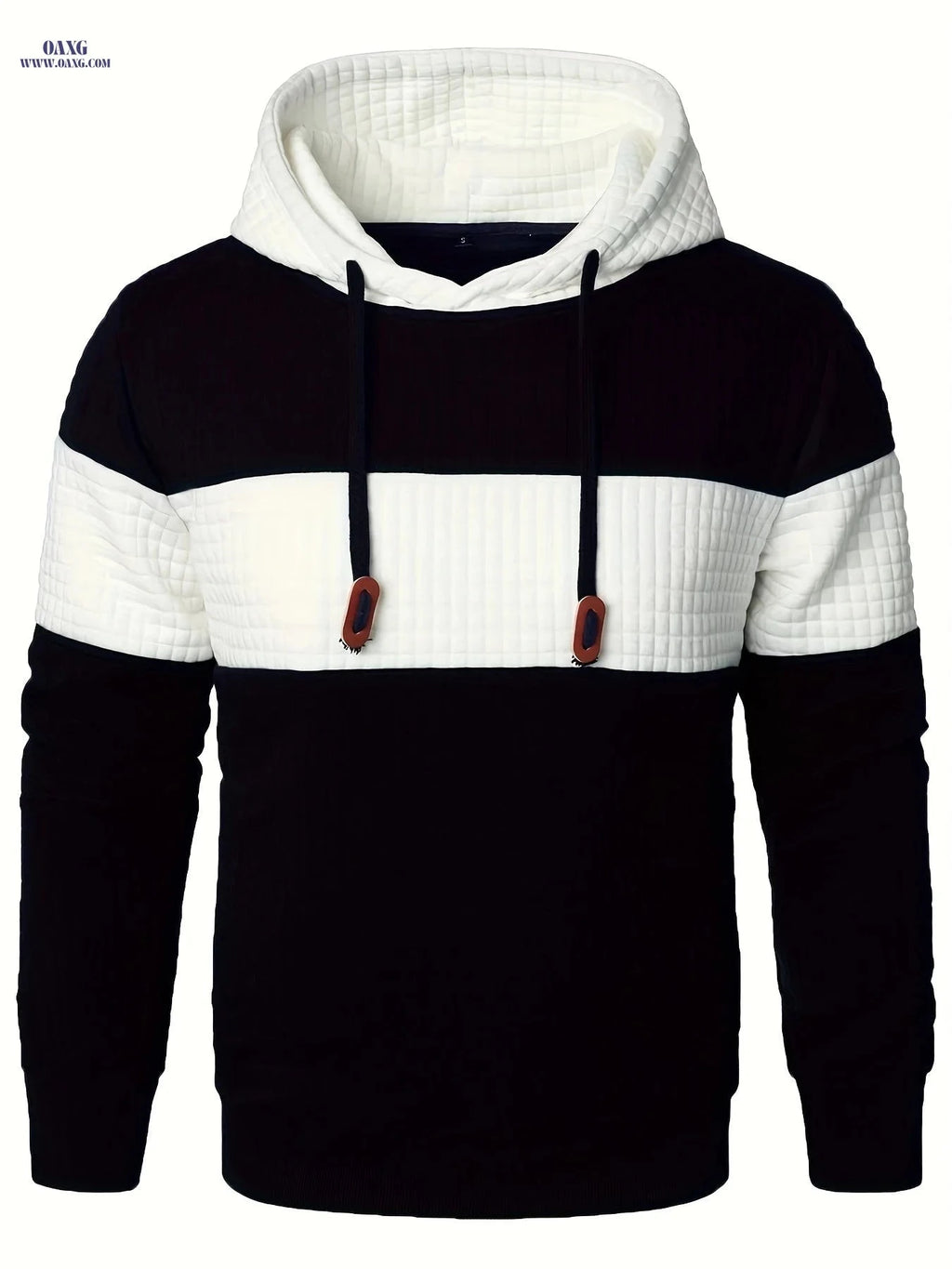 Casual Hooded Pullover Sweatshirt for Men - Patchwork Design   OAXG 