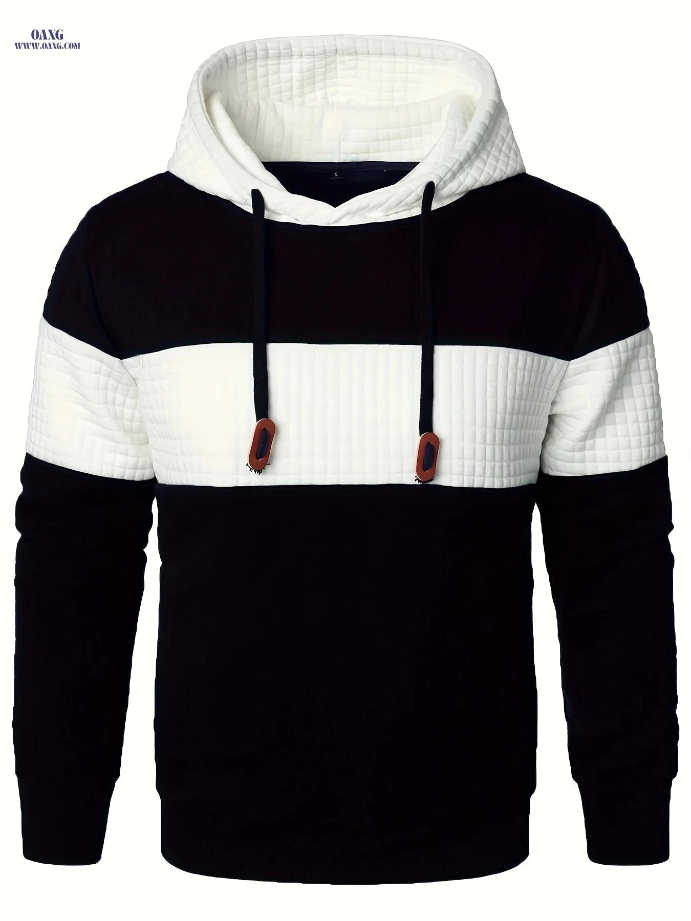 Casual Hooded Pullover Sweatshirt for Men - Patchwork Design   OAXG 