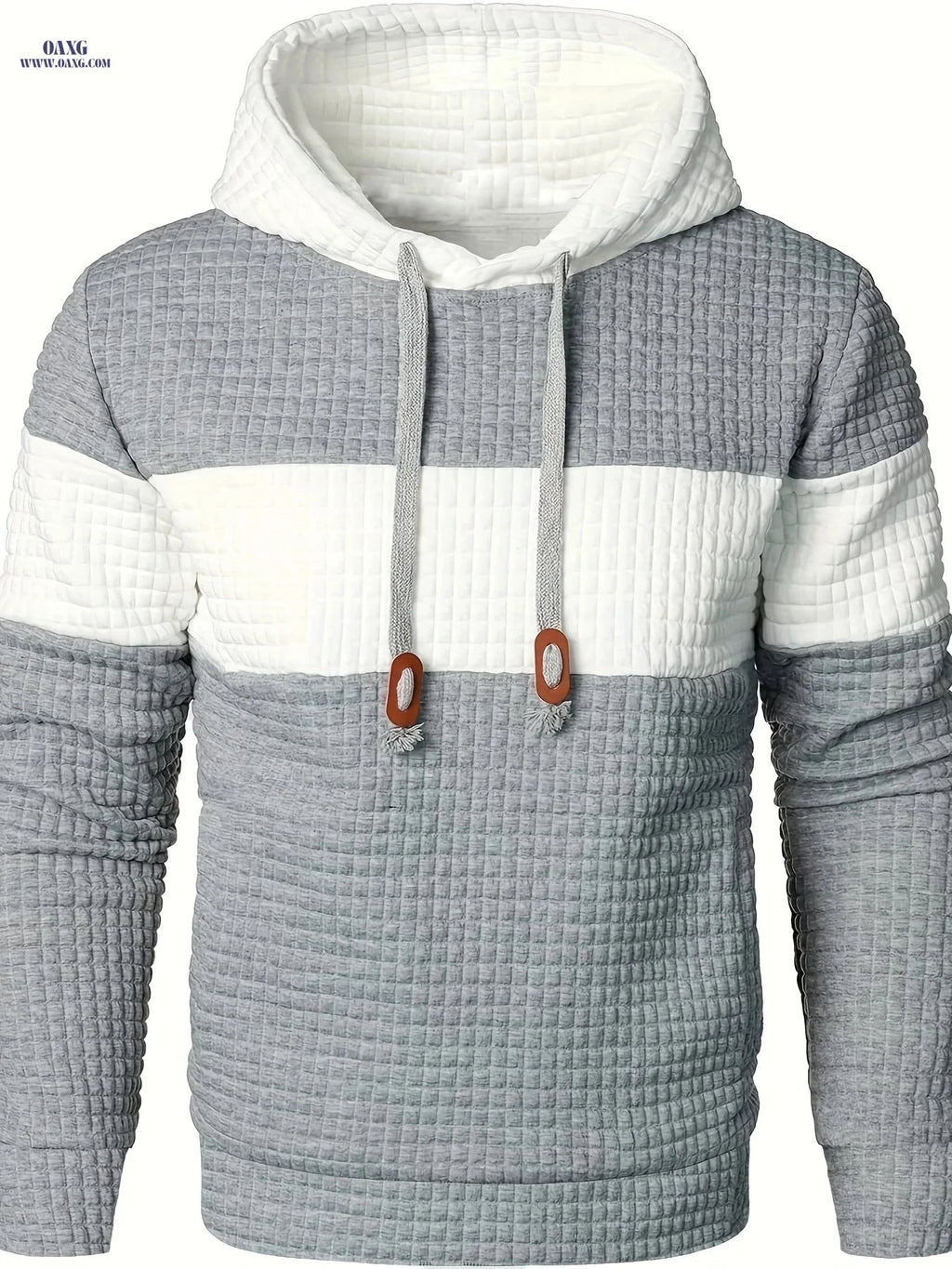 Casual Hooded Pullover Sweatshirt for Men - Patchwork Design   OAXG 
