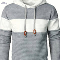 Casual Hooded Pullover Sweatshirt for Men - Patchwork Design   OAXG Light Gray And White / FR S