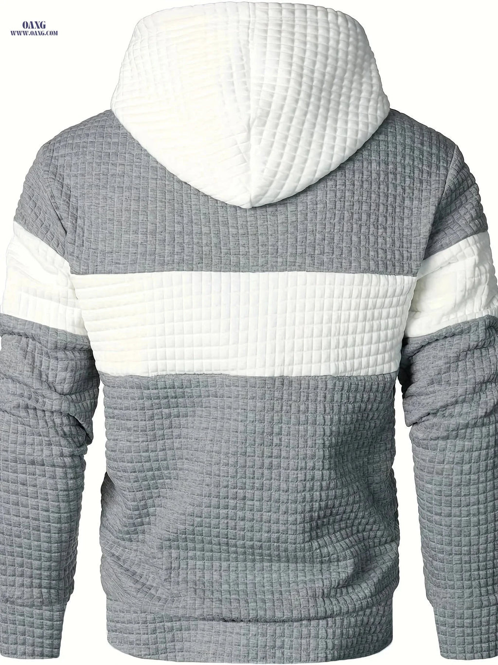 Casual Hooded Pullover Sweatshirt for Men - Patchwork Design   OAXG Light Gray And White / FR S