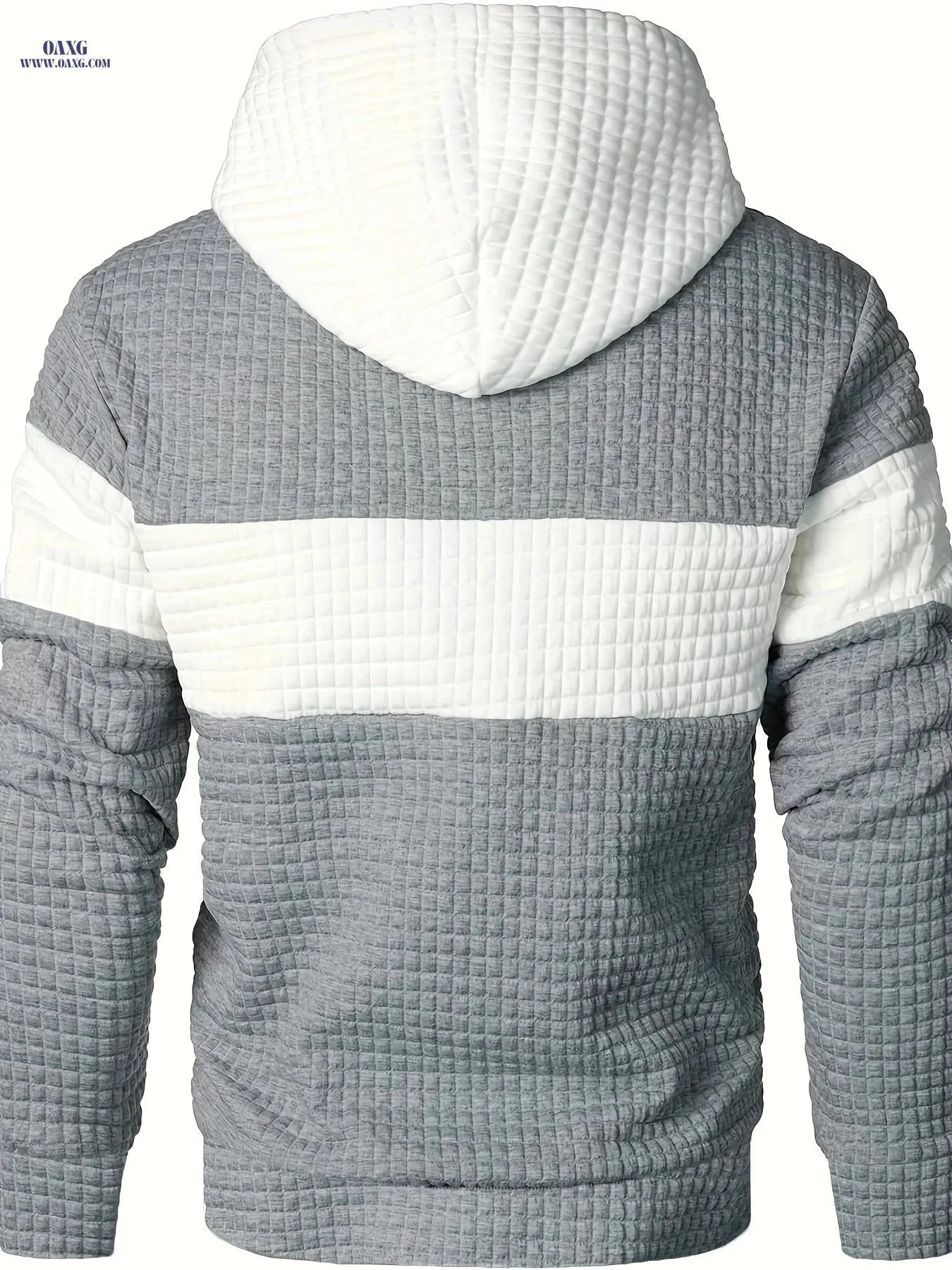 Casual Hooded Pullover Sweatshirt for Men - Patchwork Design   OAXG Light Gray And White / FR S