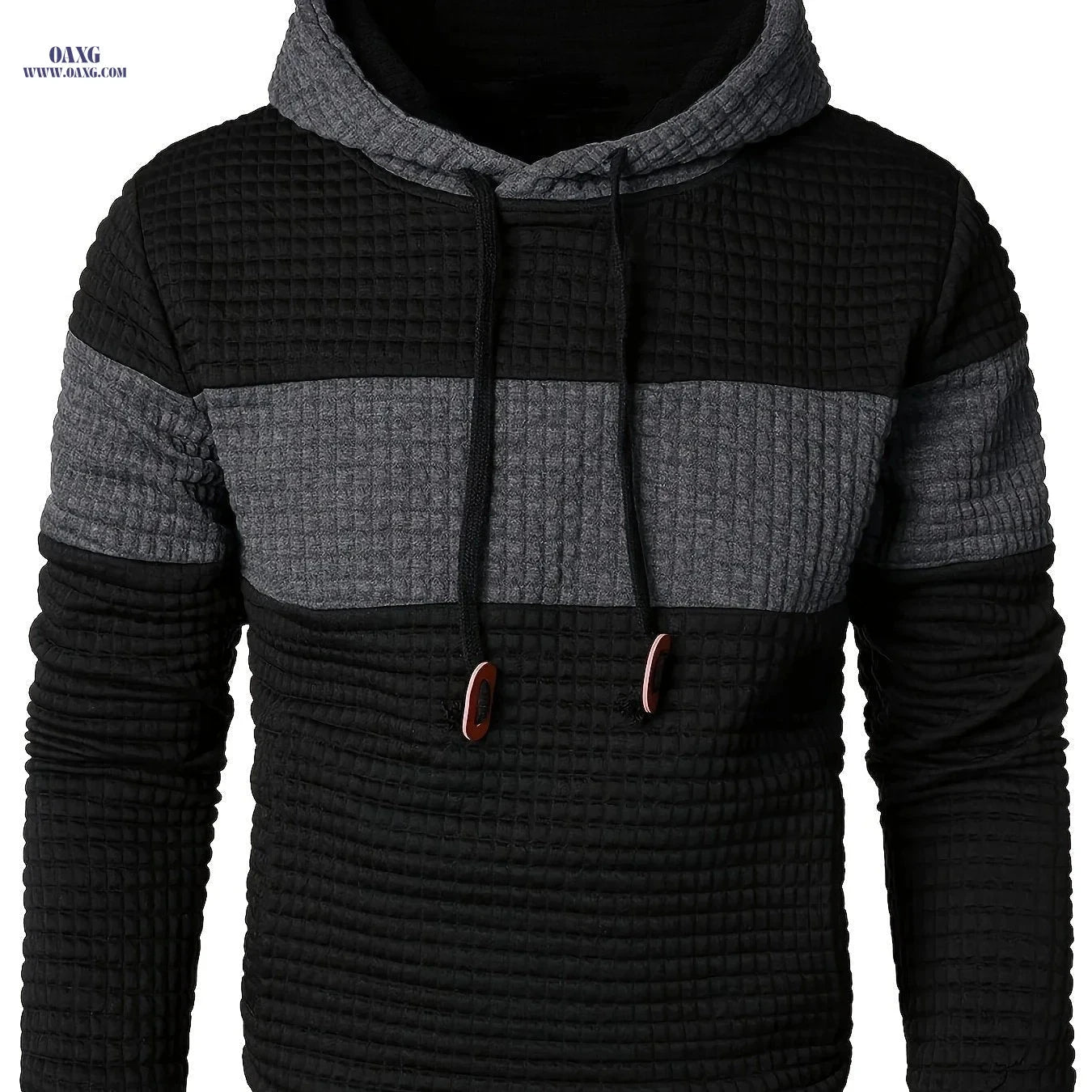 Casual Hooded Pullover Sweatshirt for Men - Patchwork Design   OAXG Light Gray And White / FR S