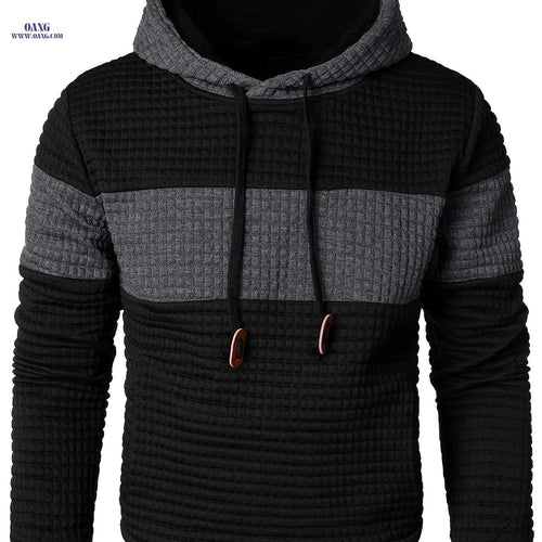 Casual Hooded Pullover Sweatshirt for Men - Patchwork Design   OAXG Light Gray And White / FR S