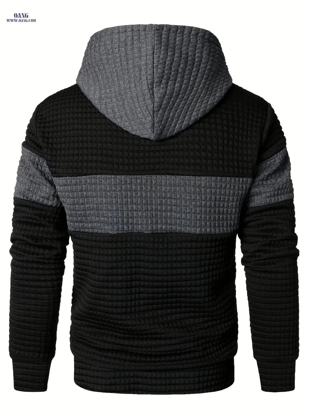 Casual Hooded Pullover Sweatshirt for Men - Patchwork Design   OAXG Light Gray And White / FR S