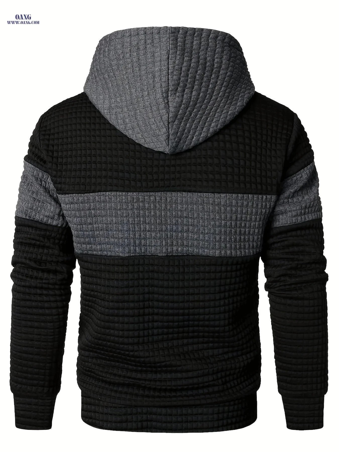 Casual Hooded Pullover Sweatshirt for Men - Patchwork Design   OAXG Light Gray And White / FR S