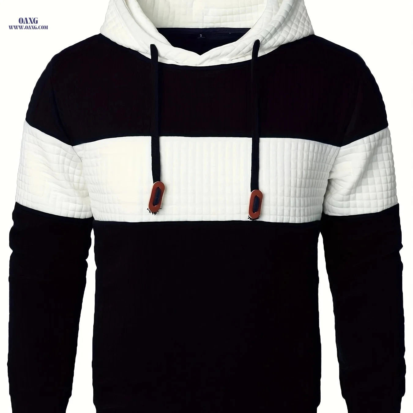 Casual Hooded Pullover Sweatshirt for Men - Patchwork Design   OAXG 
