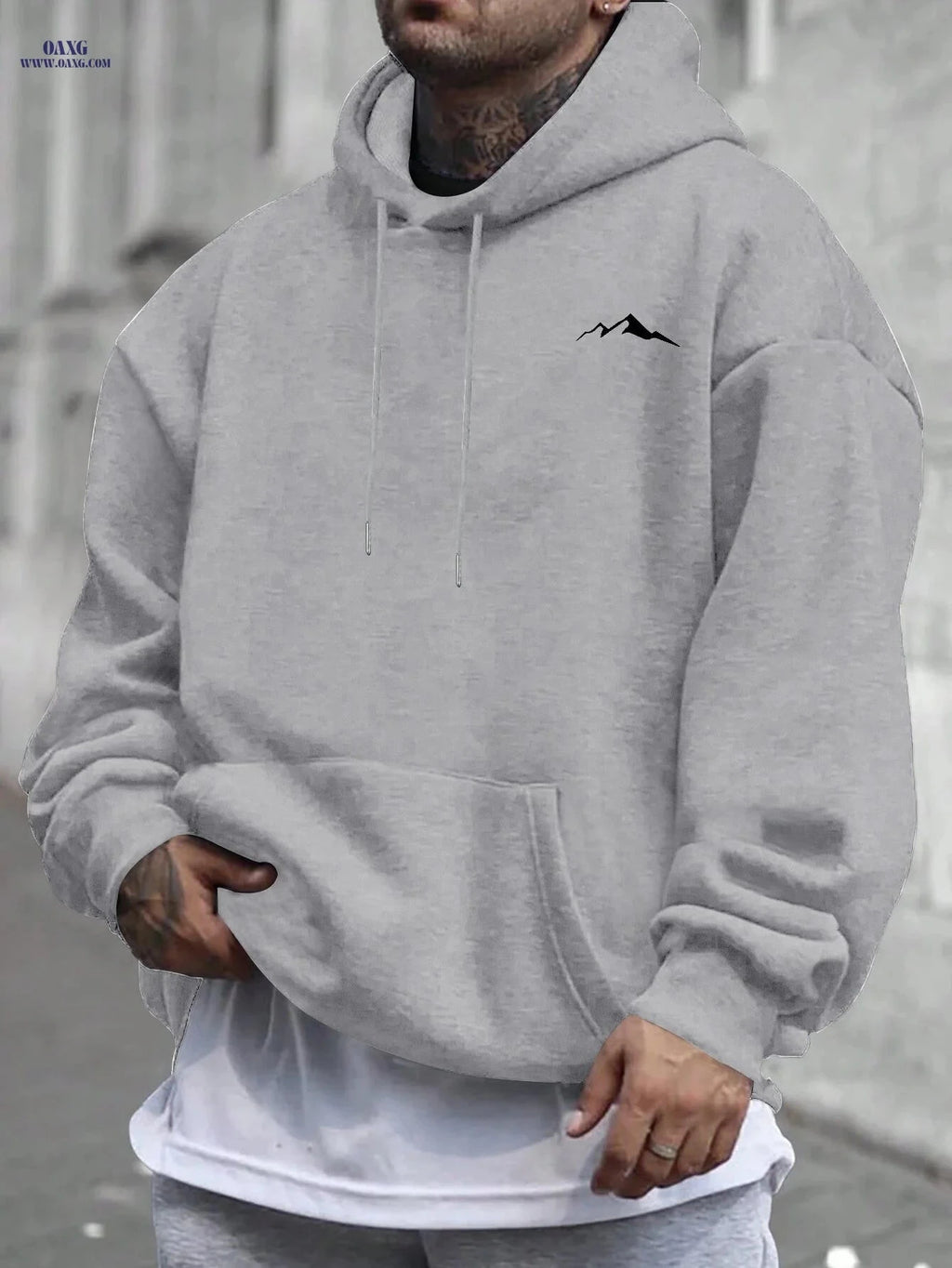 Casual Hooded Sweatshirt for Men - Wrinkle-Resistant & Easy Care   OAXG 