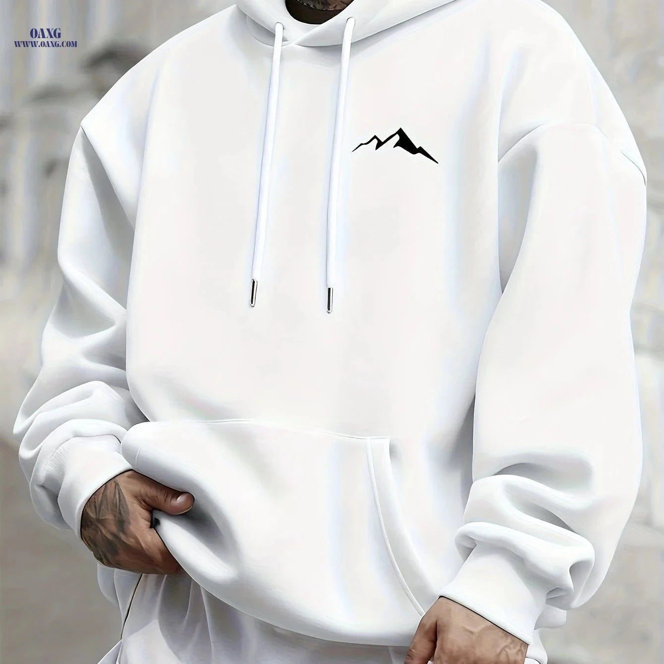 Casual Hooded Sweatshirt for Men - Wrinkle-Resistant & Easy Care   OAXG 