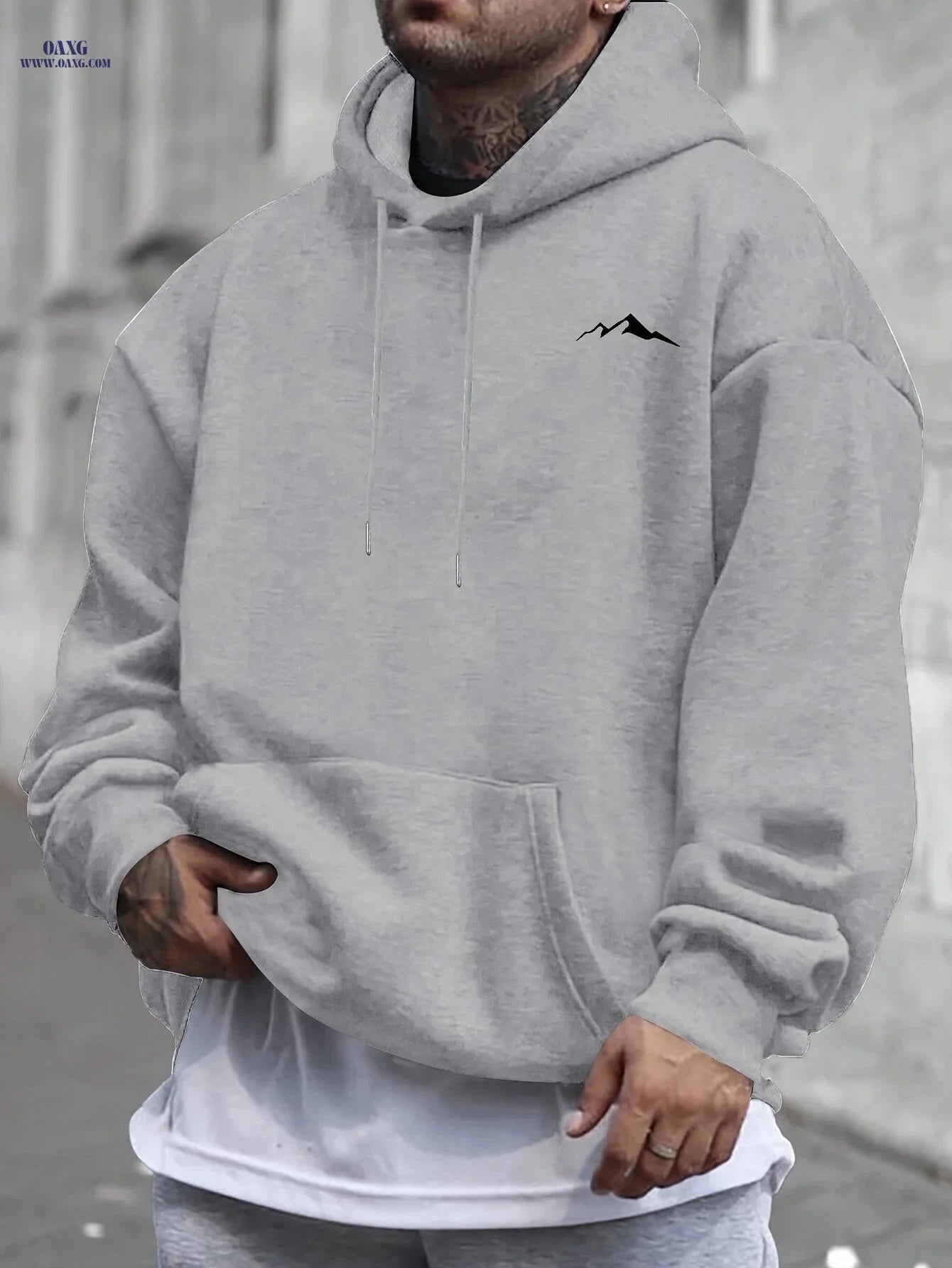 Casual Hooded Sweatshirt for Men - Wrinkle-Resistant & Easy Care   OAXG 