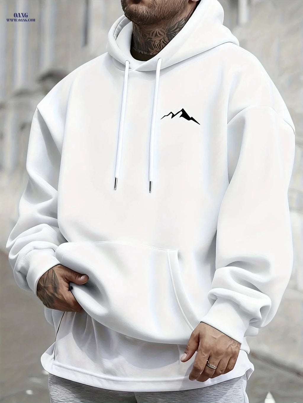 Casual Hooded Sweatshirt for Men - Wrinkle-Resistant & Easy Care   OAXG Coffee Brown / FR S